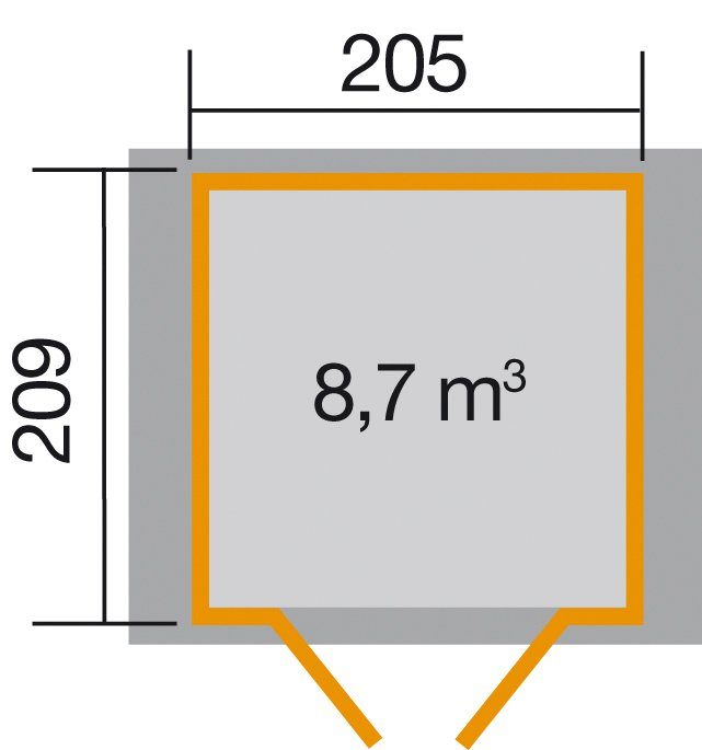 weka Gartenhaus 224 BxT: Gr.1, cm 260x229