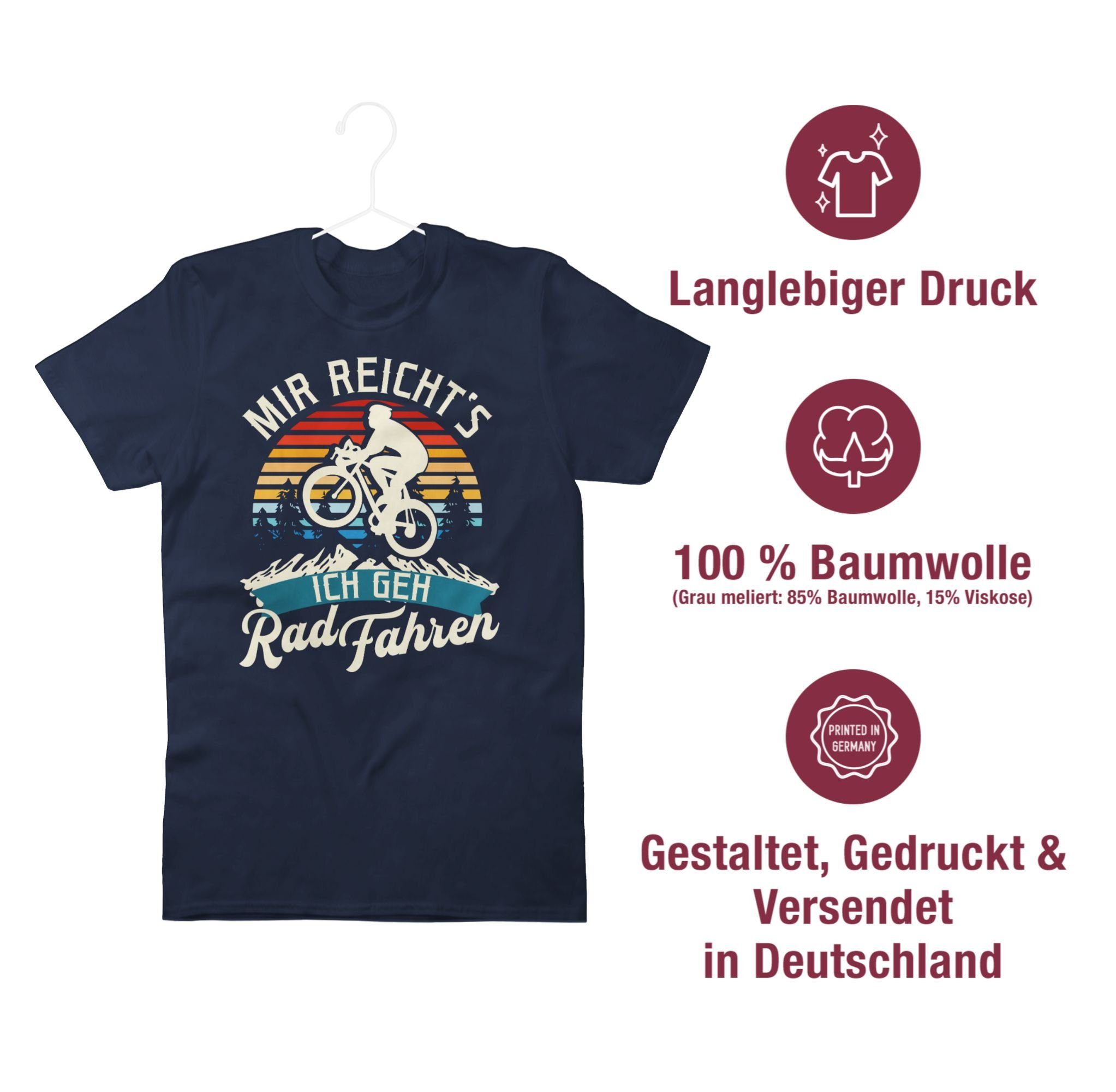 Shirtracer - fahren 02 weiß Mir Vintage Rad Blau Navy T-Shirt geh Fahrrad ich Bekleidung - reicht's Radsport