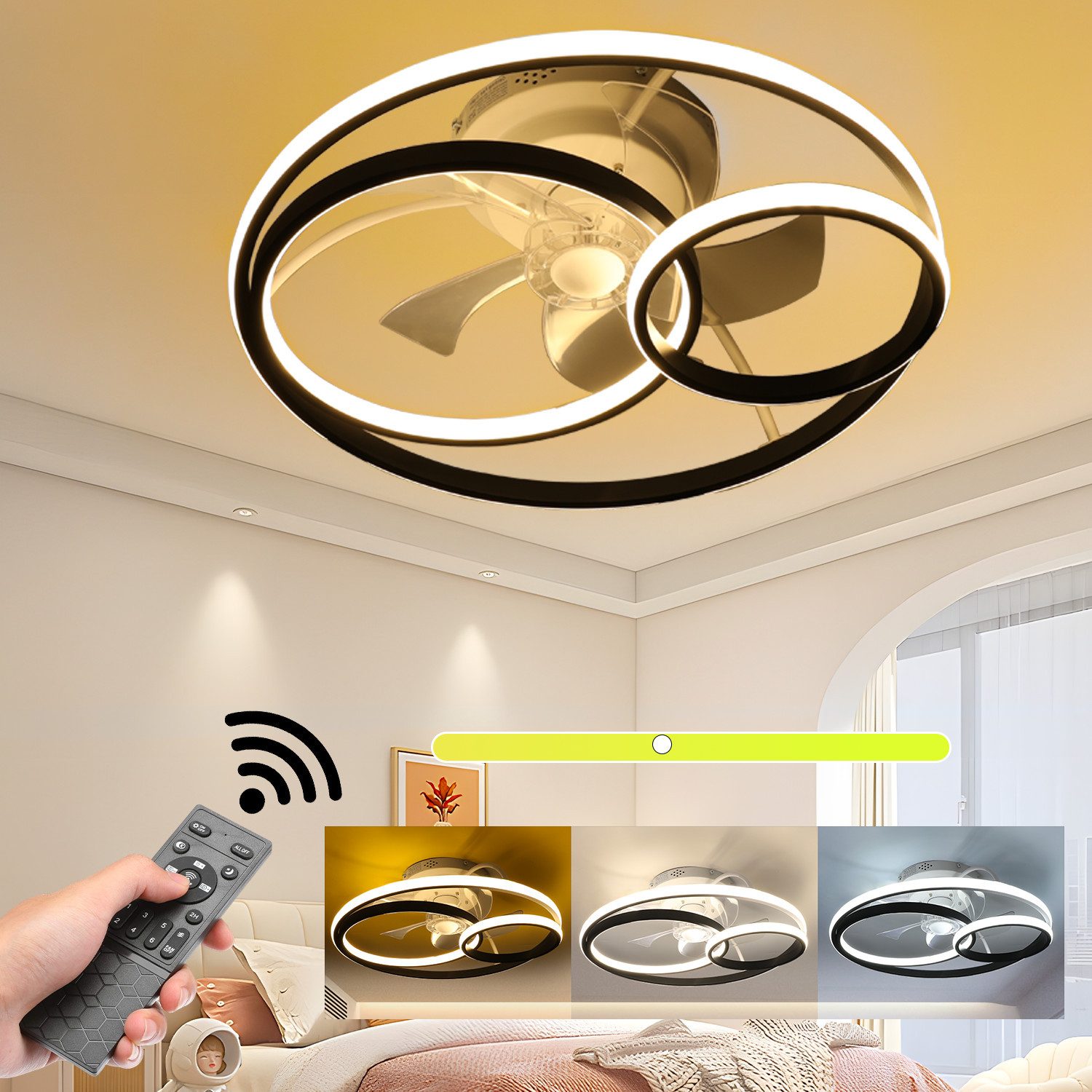 oyajia Deckenleuchte 50W Leise Deckenventilator 6 günstig online kaufen