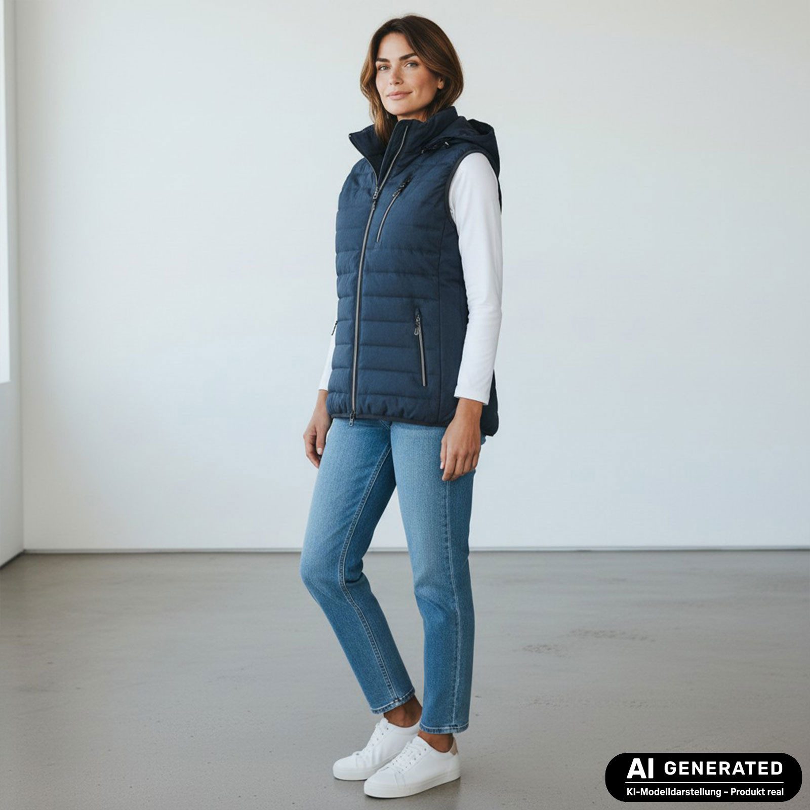 Blue Wave Steppweste Damen Weste Nathalie gesteppt Kapuze - Damenweste Outdoor-Weste leicht Abnehmbare & verstellbare Kapuze, 2-Wege-Reißverschluss, Taschen