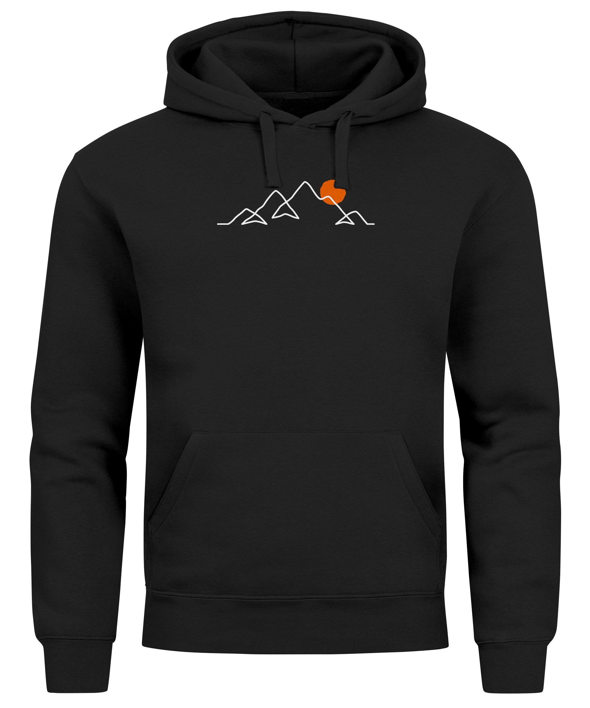 Neverless Hoodie Hoodie Herren Frontprint Line-Art Berge Wandern Natur Outd günstig online kaufen