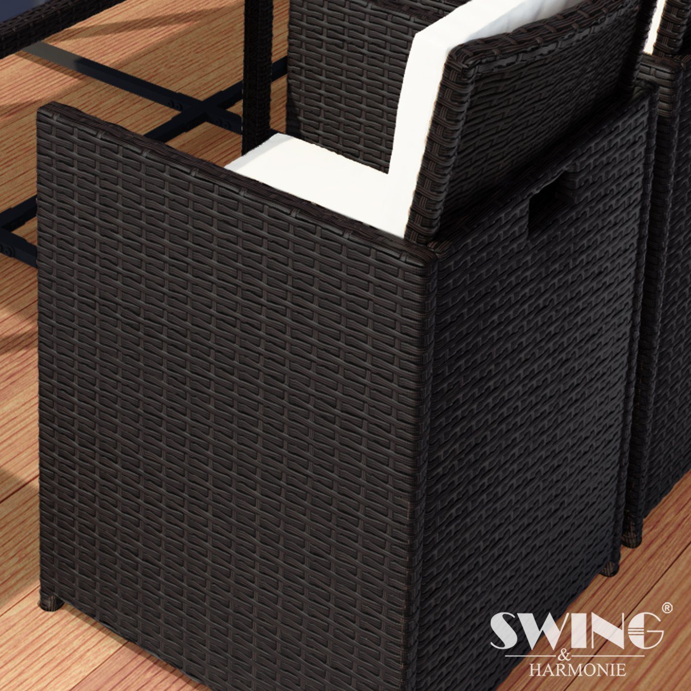 Swing&Harmonie Garten-Essgruppe Poly Rattan Sitzgruppe Esstisch günstig online kaufen