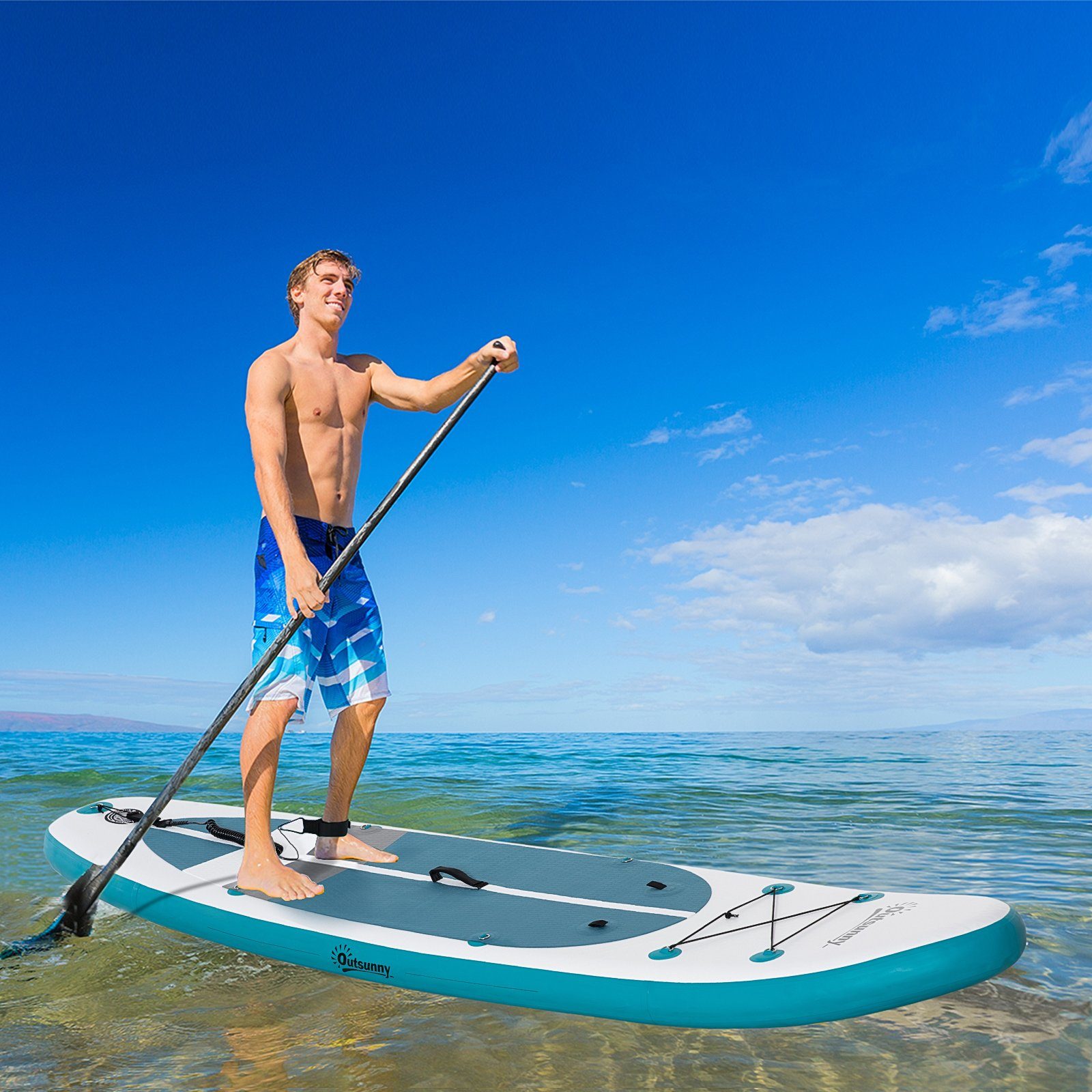 1 Surfboard, 1 Wasser Paddel x schwimmende (Set, SUP-Board ohne Outsunny Plattform), longboard, tlg.,