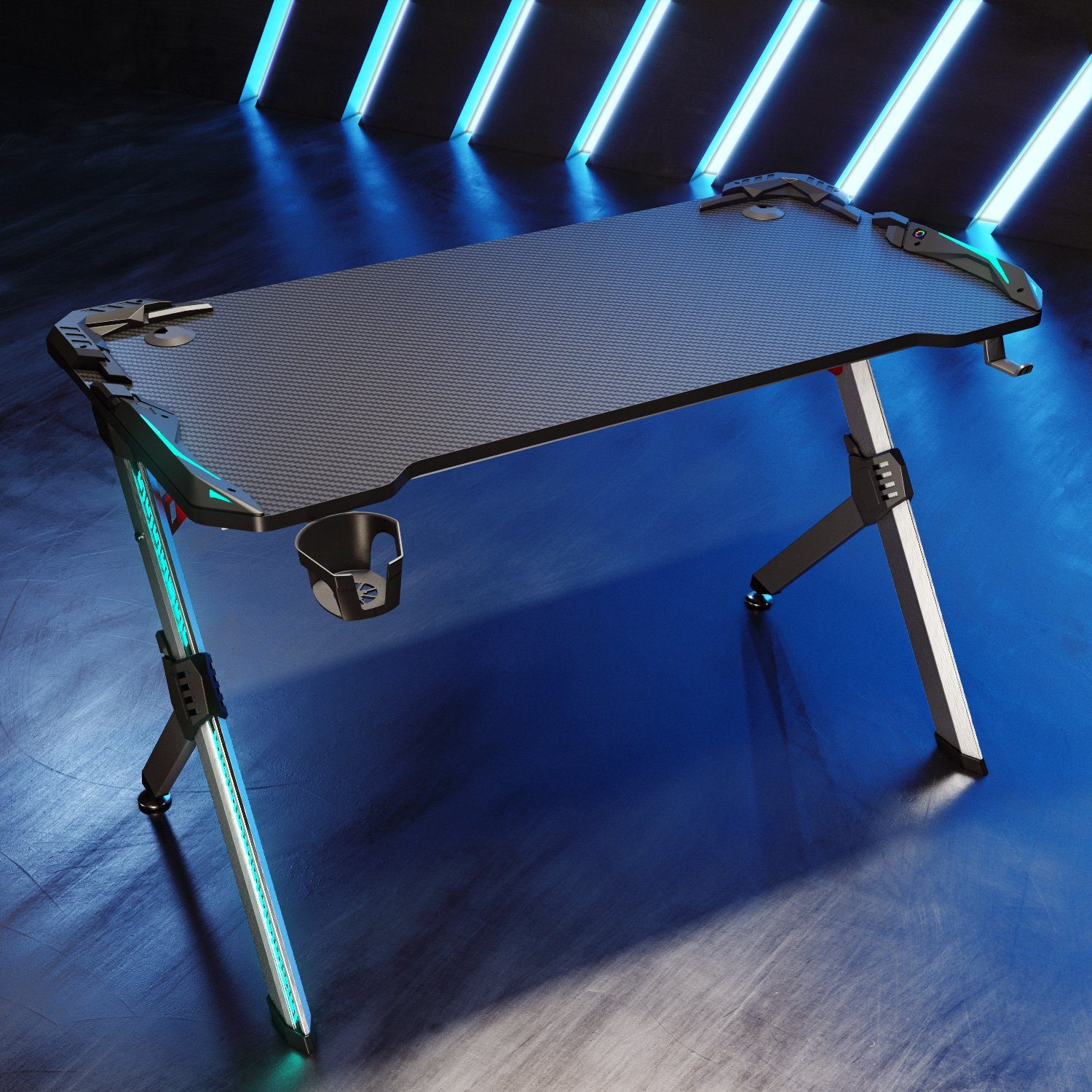 SONNI Gamingtisch RGB Gaming Tisch mit LED Beleuchtung, Breite 120cm/140cm