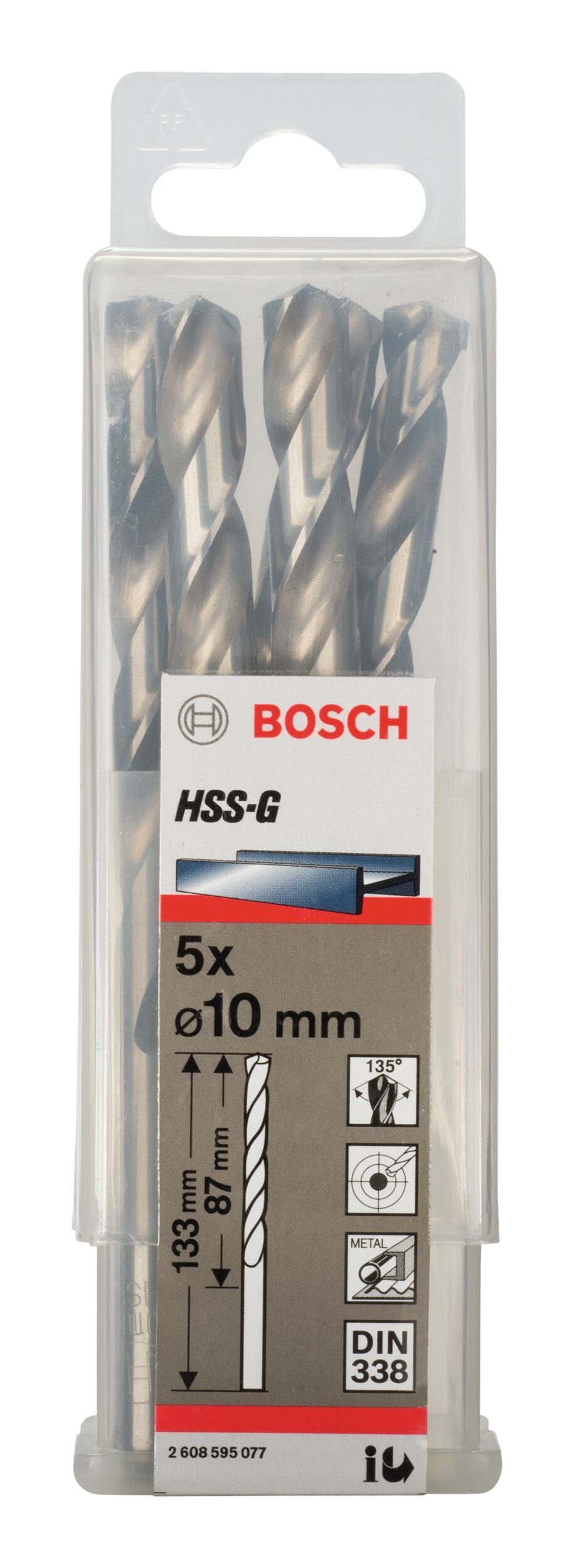 HSS-G 87 x - mm Metallbohrer, 338) 133 5er-Pack (DIN - 10 x (5 BOSCH Stück),