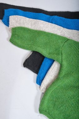 PEKIVESSA Strickpullover Asymmetrischer Grobstrick-Pullover oversized Damen (1-tlg) V-Ausschnitt langarm
