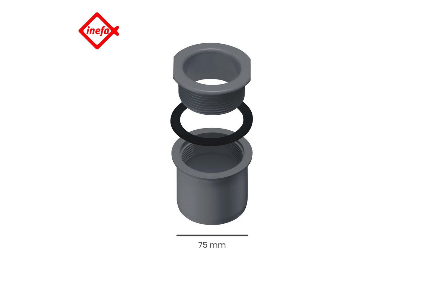 Thumbnail - INEFA Dachrinne PVC Ablaufstutzen zum Schrauben für Kastenrinne, DN 75 / NW 83, Schraubstutzen aus PVC-U, einfache Monta...