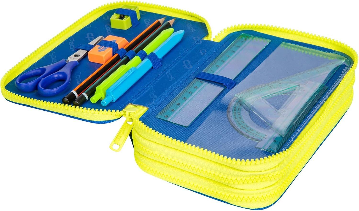 GOLDKIDS Federmäppchen COOLPACK XXL Federtasche Federmappe, (44-teilig gefüllte Schüleretui, 1-tlg., 3-stöckig 20 x 13,5 x 7 cm), Football 2T inkl. Füller Patrone