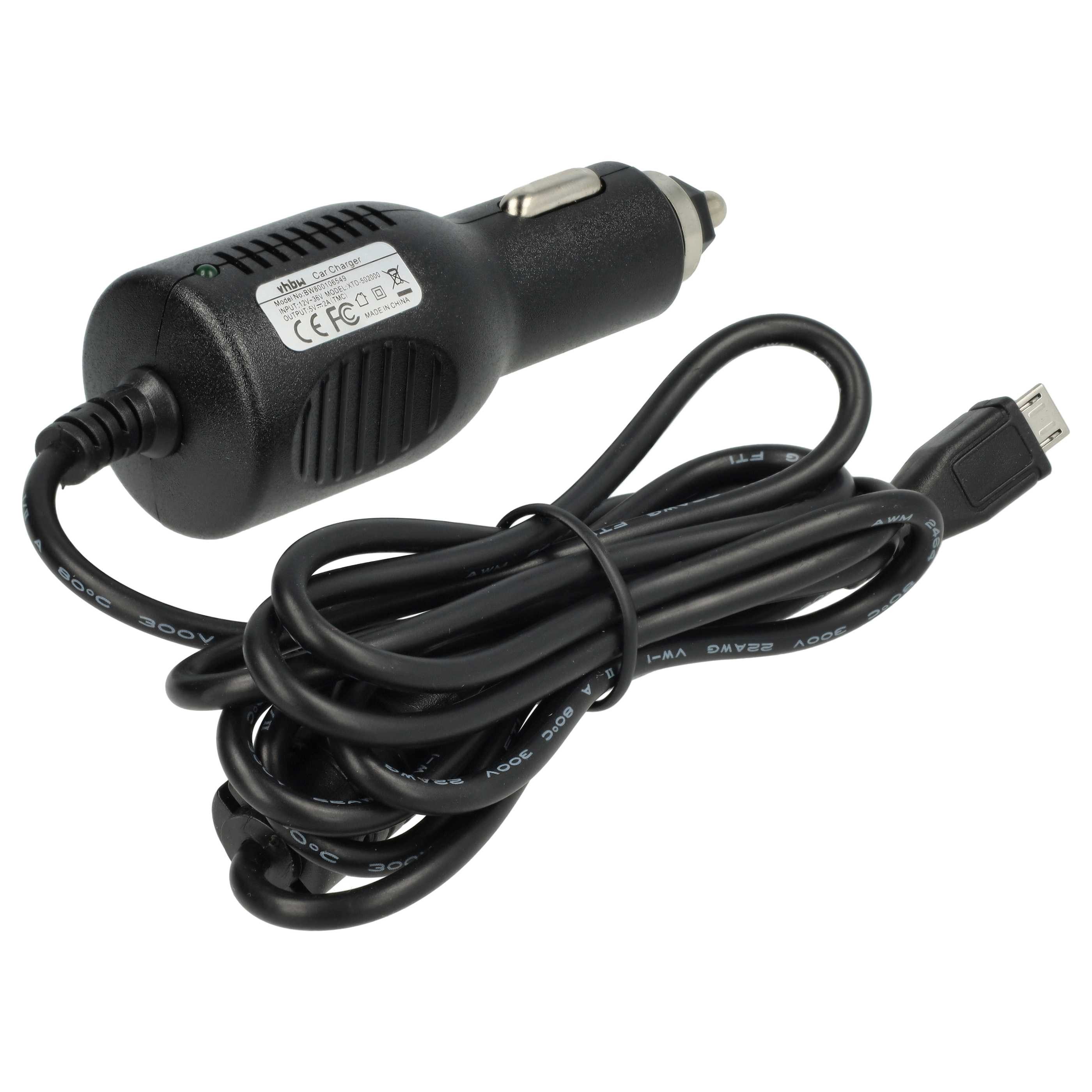 vhbw passend für TomTom Start 50, 60 Europe Traffic, 40, 60m Europe KFZ-Adapter Anschlussstecker Männlich, 1x Micro-USB-Stecker, KFZ-Stecker, Tragbar