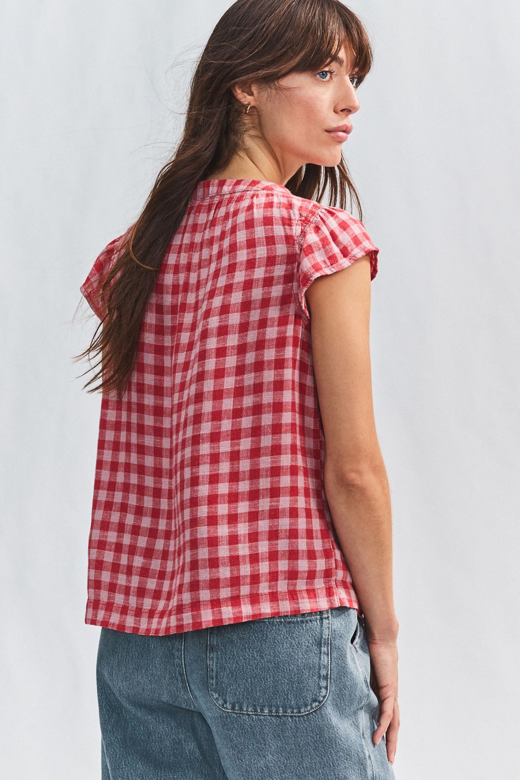 Next Kurzarmbluse Top mit Knopfleiste Rüschenärmel günstig online kaufen
