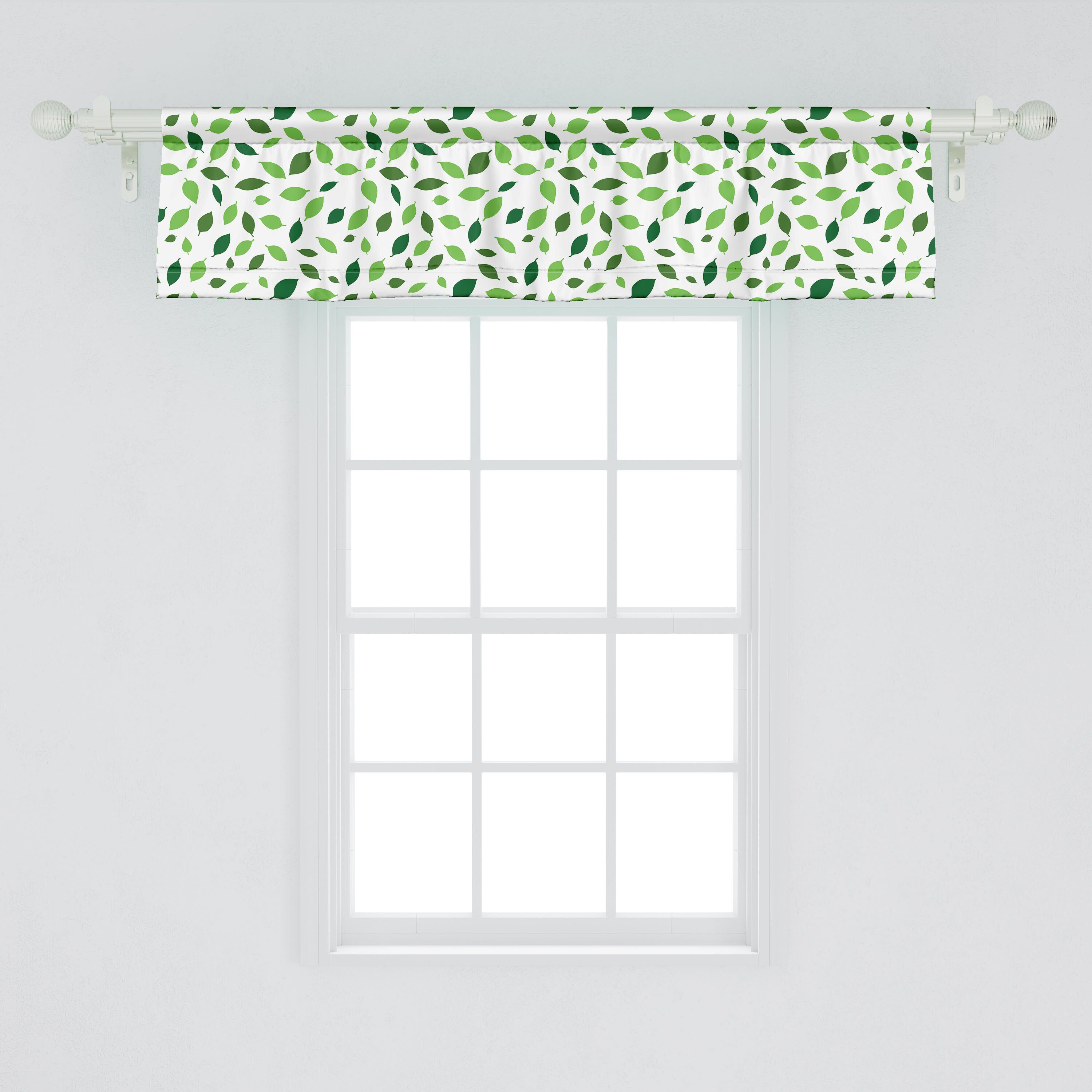 Stangentasche, Volant Leafage Schlafzimmer Natur Microfaser, Vorhang mit Scheibengardine Muster Abakuhaus, Dekor Küche Botanischer für