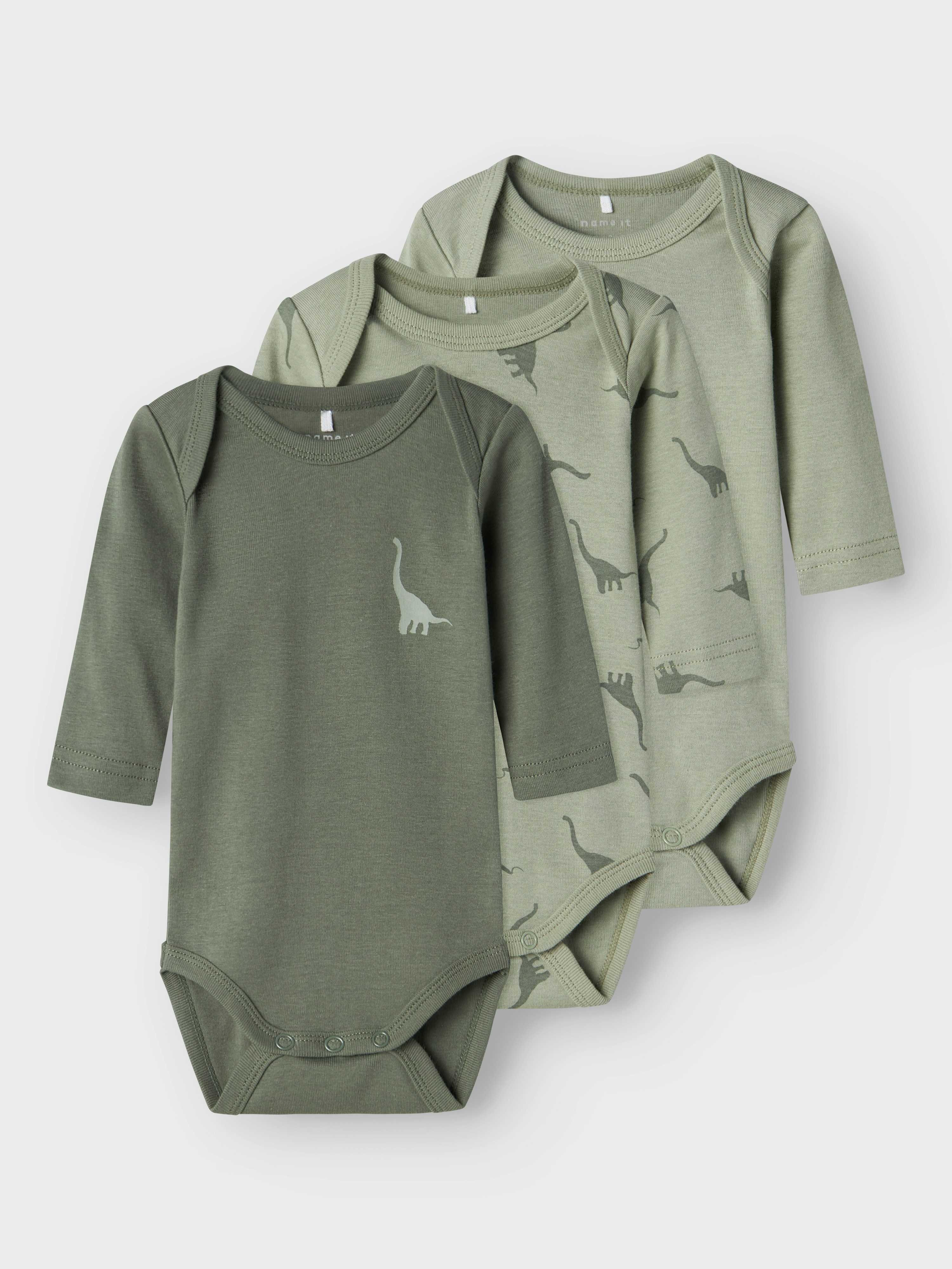 Name It Langarmbody NBMBODY 3P LS GREEN DINO NOOS (Packung, 3-tlg)