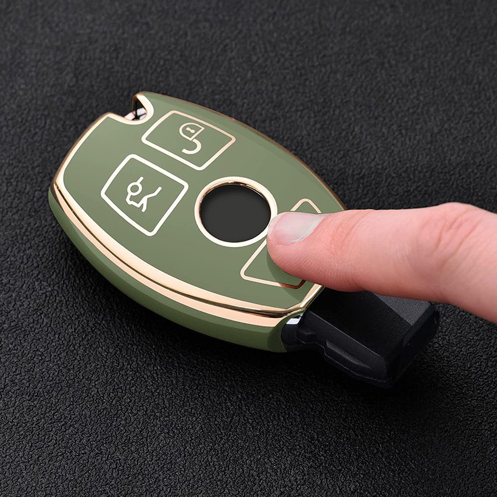 für Schlüsselhülle grün Schlüsseltasche Mercedes Cover Autoschlüssel Benz, GelldG Hülle