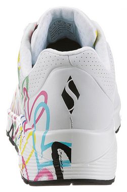 Skechers UNO-SPREAD THE LOVE Wedgesneaker mit auffälligem Graffiti-Print, Freizeitschuh, Halbschuh, Schnürschuh