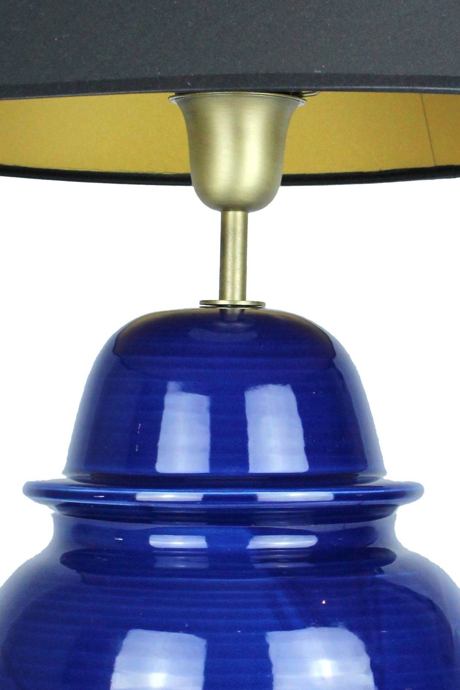 Tischlampe Keramik dunkelblau warmweiß, Leuchtmittel, Lampenschirm ohne Collection Schreibtischlampe, Home mit Signature