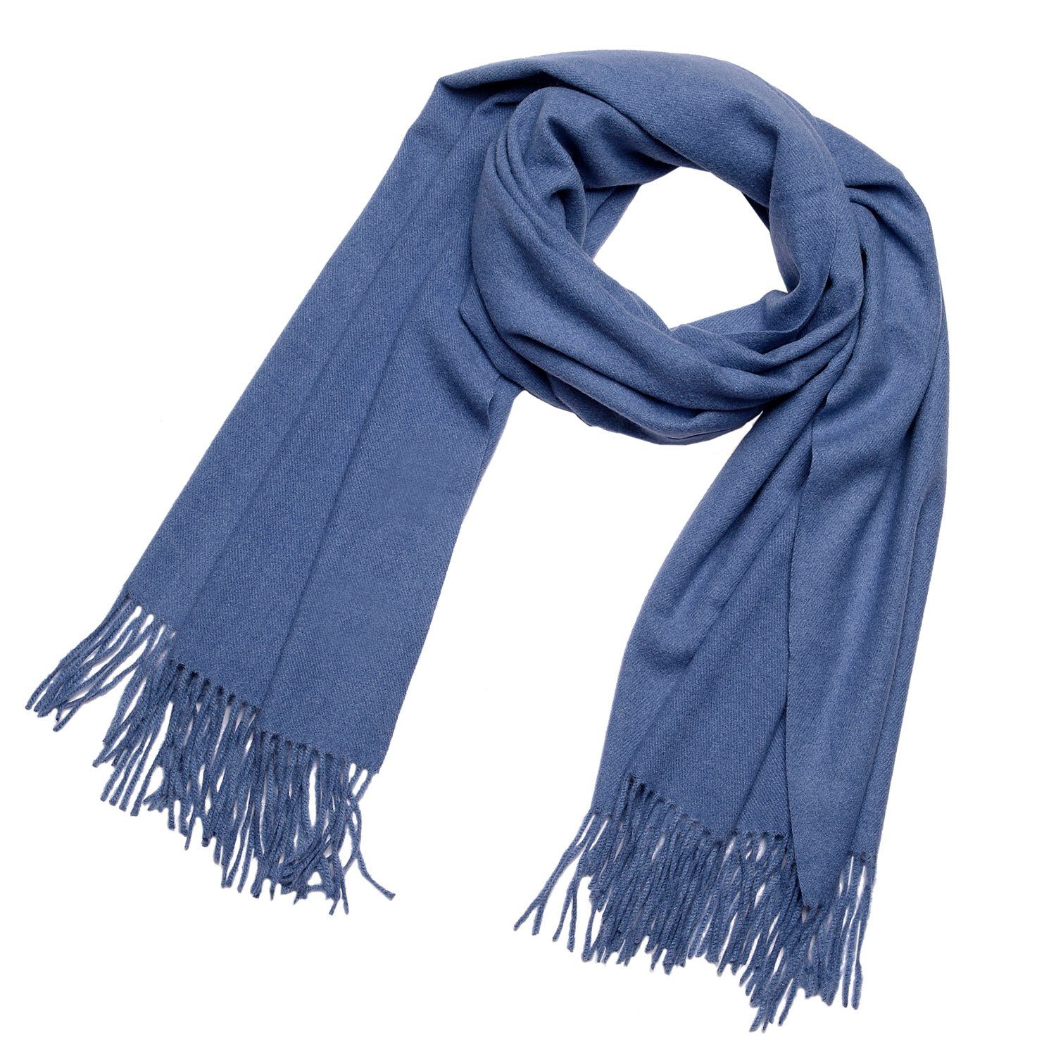 DonDon Schal kuschlig weich, Winterschal, Schal mit Fransen, Damenschal, Feinstrick (1-St), blau