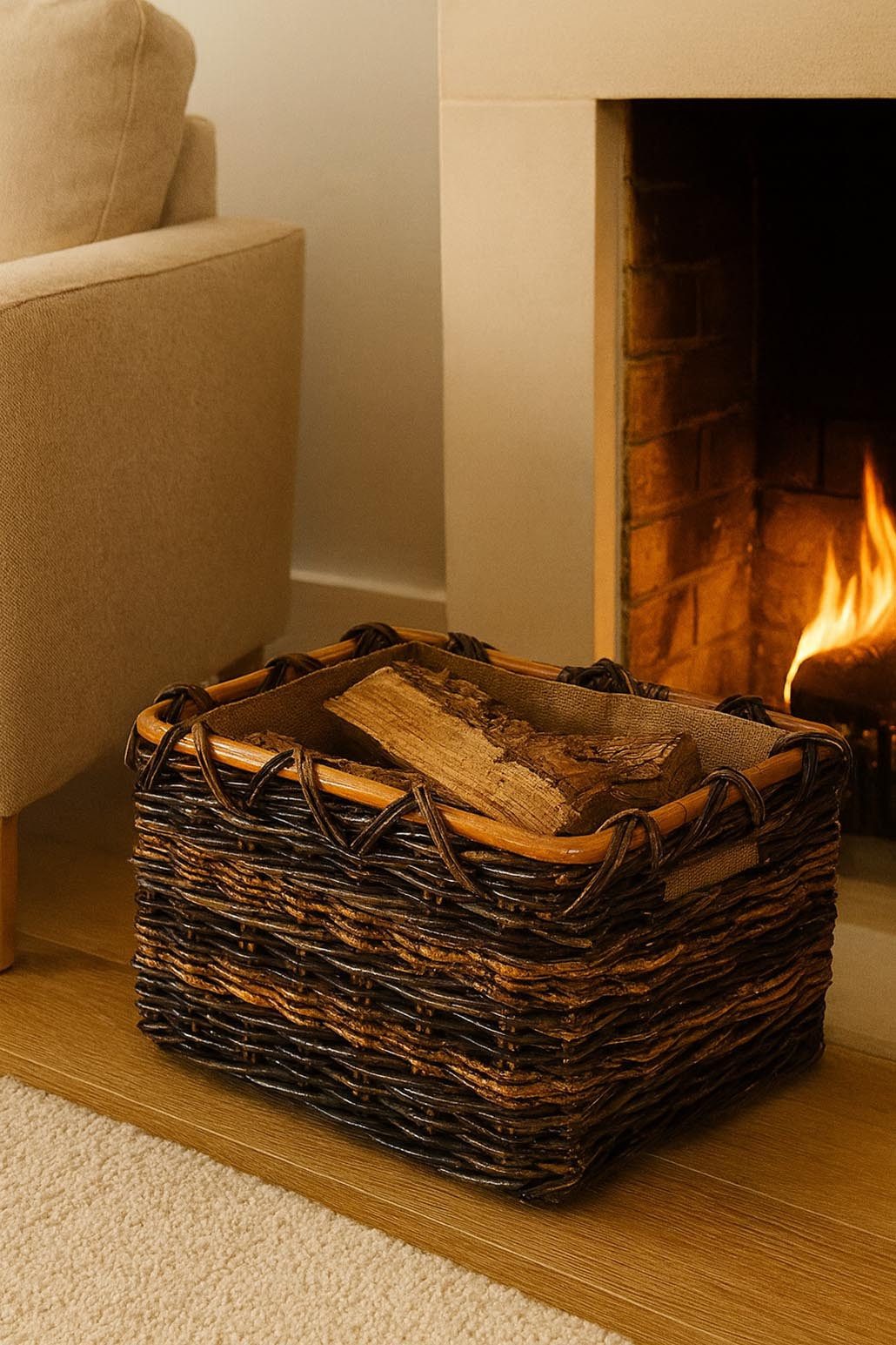 Kobolo Kaminholzkorb Holzkorb aus Rattan und günstig online kaufen
