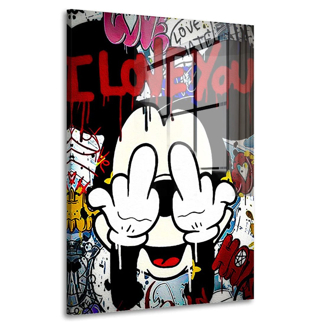 Acrylglasbild Pop Art Mickey Acrylglas Wandbild Bild Wanddeko Wohnzimmer XL