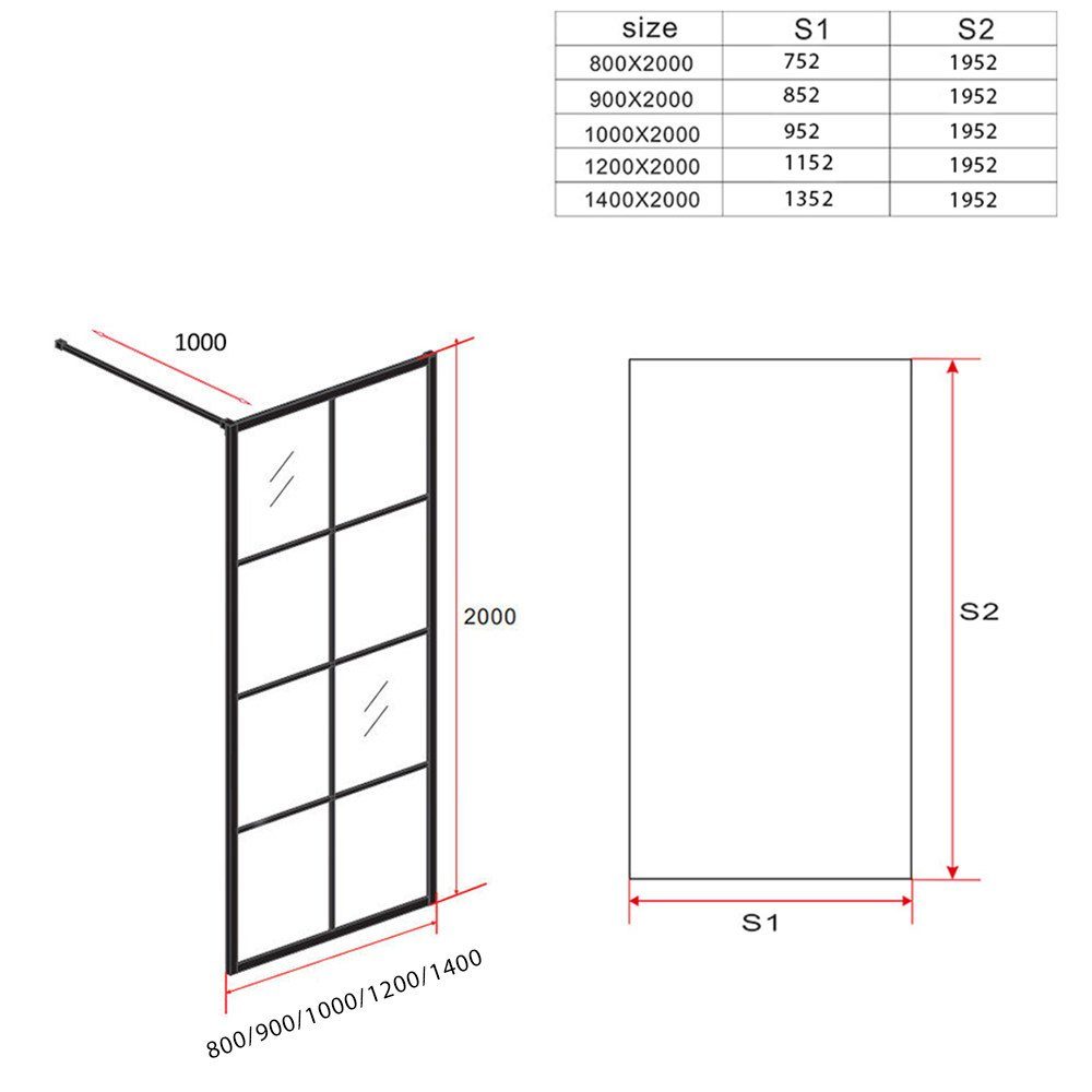 Aloni Walk-in-Dusche BEKO80, (1 tlg), ESG-Sicherheitsglas mit Nano-Beschichtung