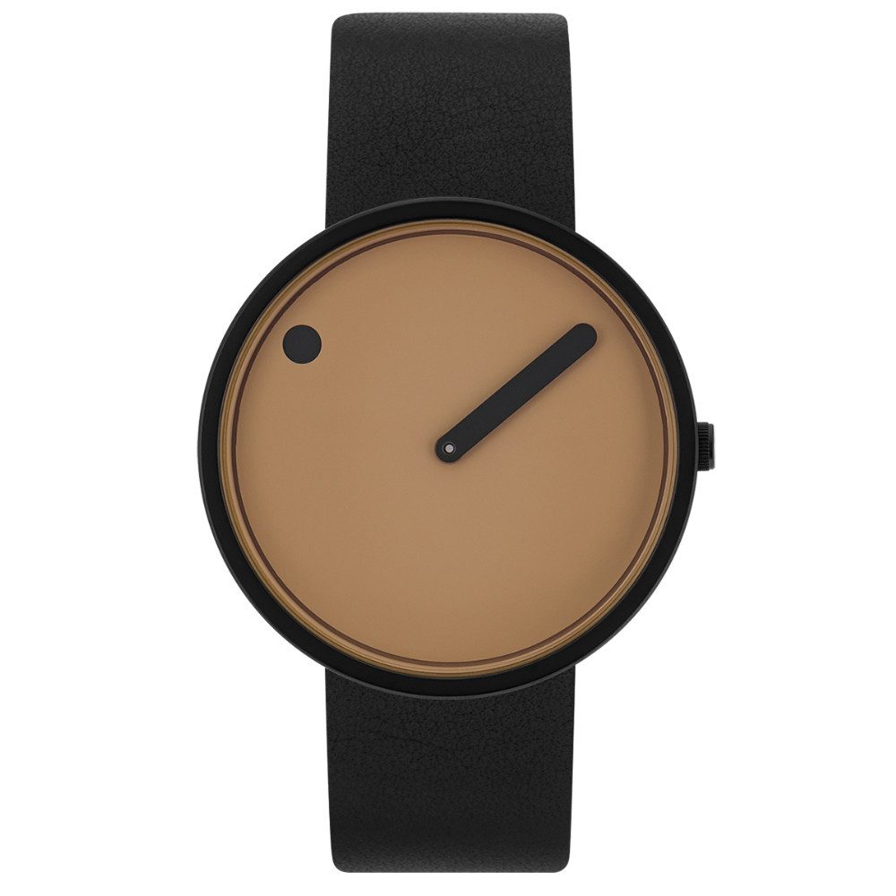 PICTO Quarzuhr 43349-4120B, 40 mm Cappuccino Leder Schwarz