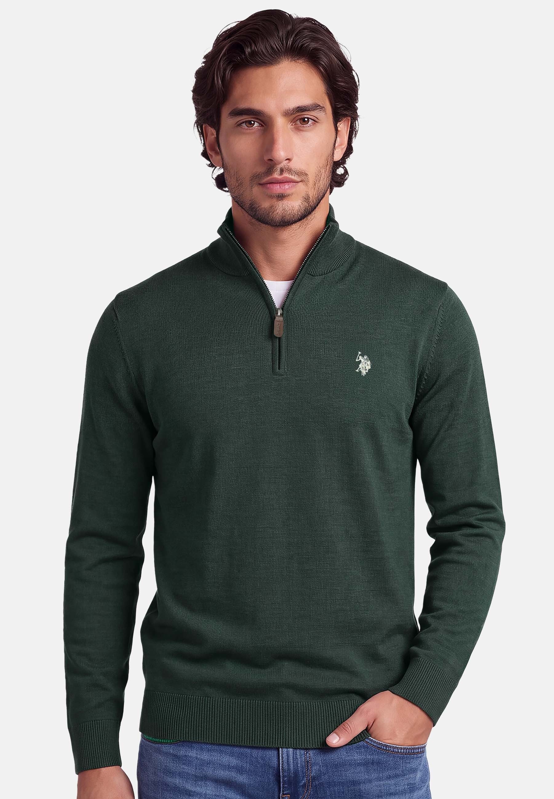 U.S. Polo Assn. Stehkragenpullover USKnooxx – Herren Half-Zip Strickpullover mit bequemem Rundhalsausschnitt