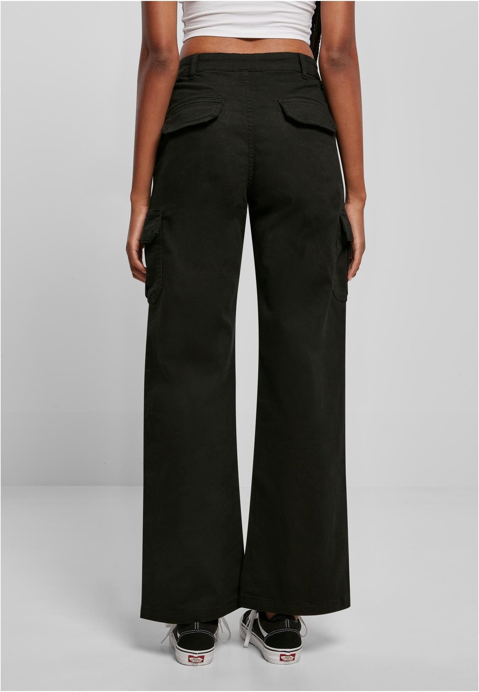 Pants Stoffhose Damen black Ladies (1-tlg) CLASSICS Straight Waist URBAN High Cargo