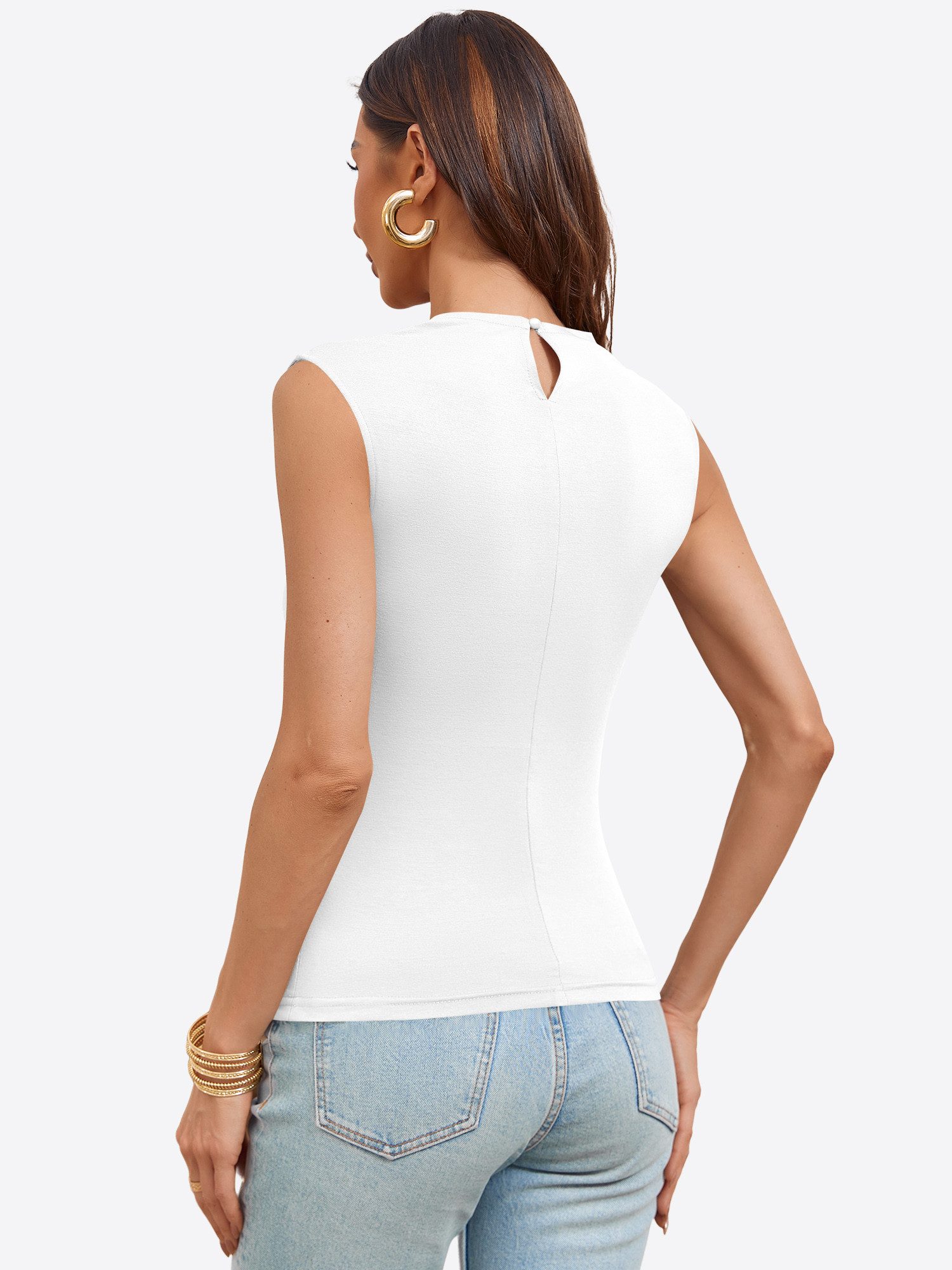 Imily Bela Tanktop Damen ärmellos Top mit Drapiert-Kragen Slim Casual hoher günstig online kaufen