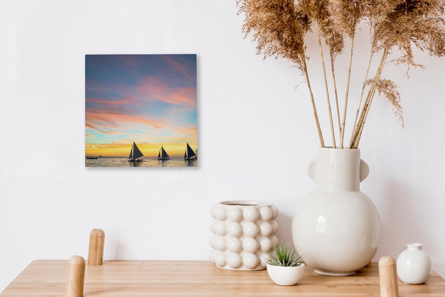 am St), Segelbooten OneMillionCanvasses® Boracay, Strand von Bilder (1 Leinwandbild Leinwand für Schlafzimmer Silhouetten Wohnzimmer von