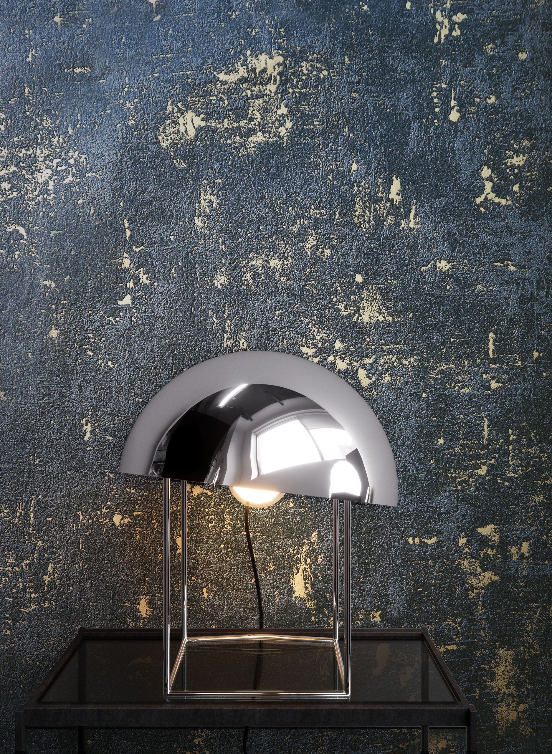 Newroom Vliestapete, Schwarz Tapete Uni Leicht Glänzend - Beton Gold Betont günstig online kaufen