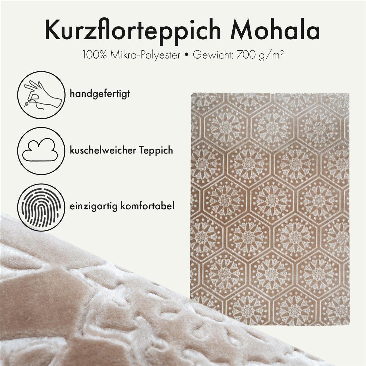 Qiyano Teppich Kurzflorteppich Mohala 100 Taupe günstig online kaufen