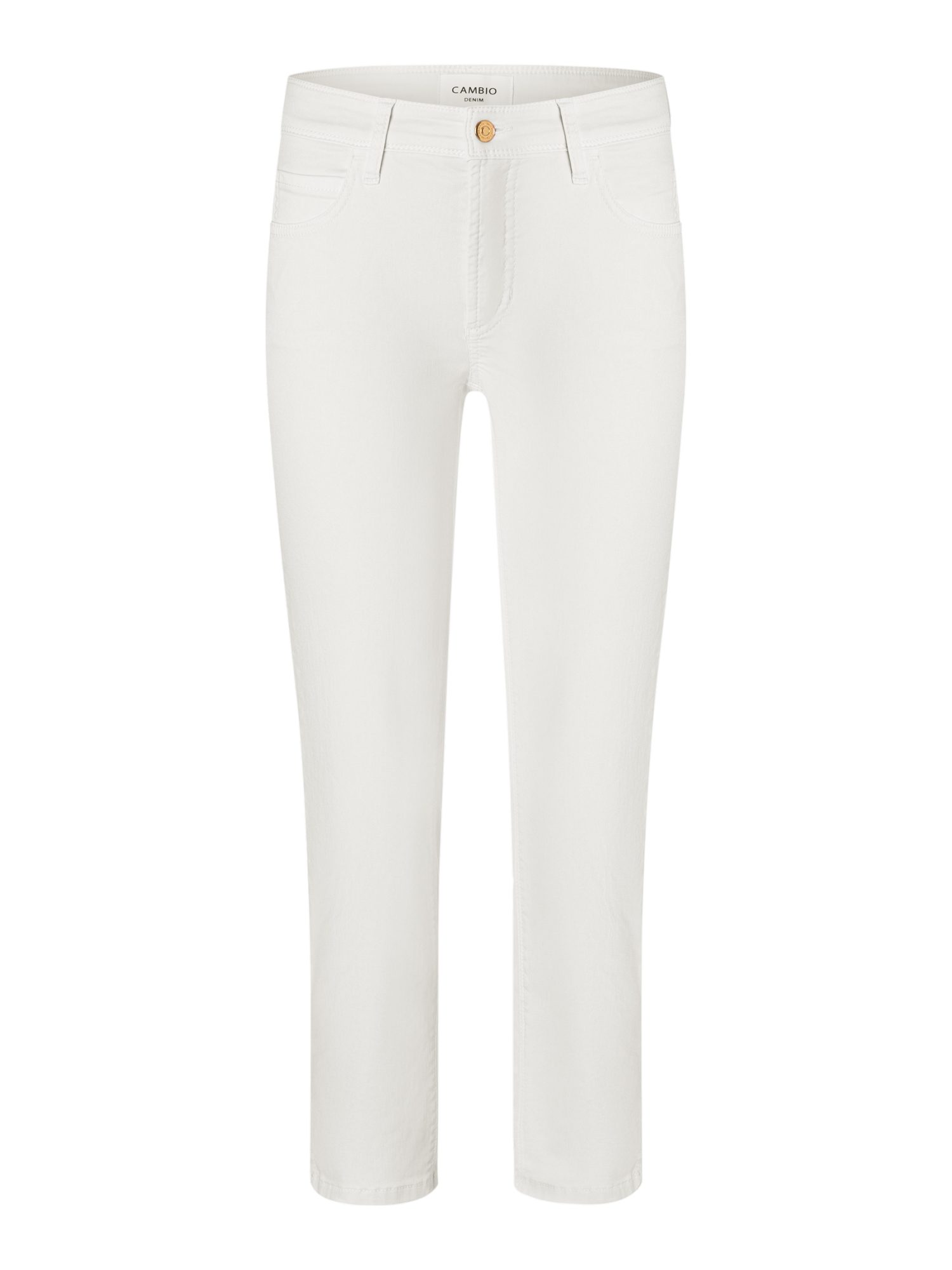 Cambio Stretch-Hose weiß, Casual, Baumwolle, Unifarben, Regular Fit, Mittel