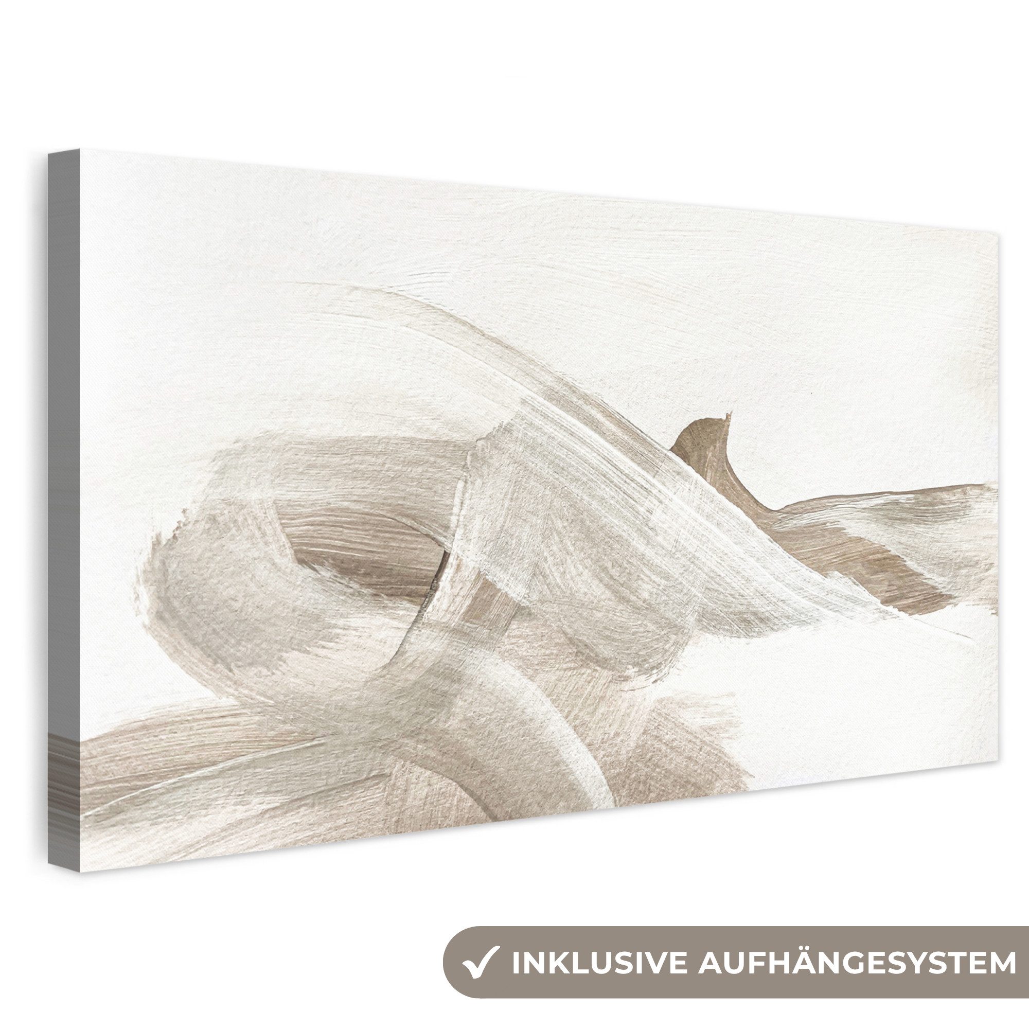 OneMillionCanvasses® Leinwandbild Panorama Abstrakt - Moderne Kunst - Beige, Fotodruck (1 St), Wandbild, Deko Schlafzimmer Wohnzimmer Flur 40x20 cm