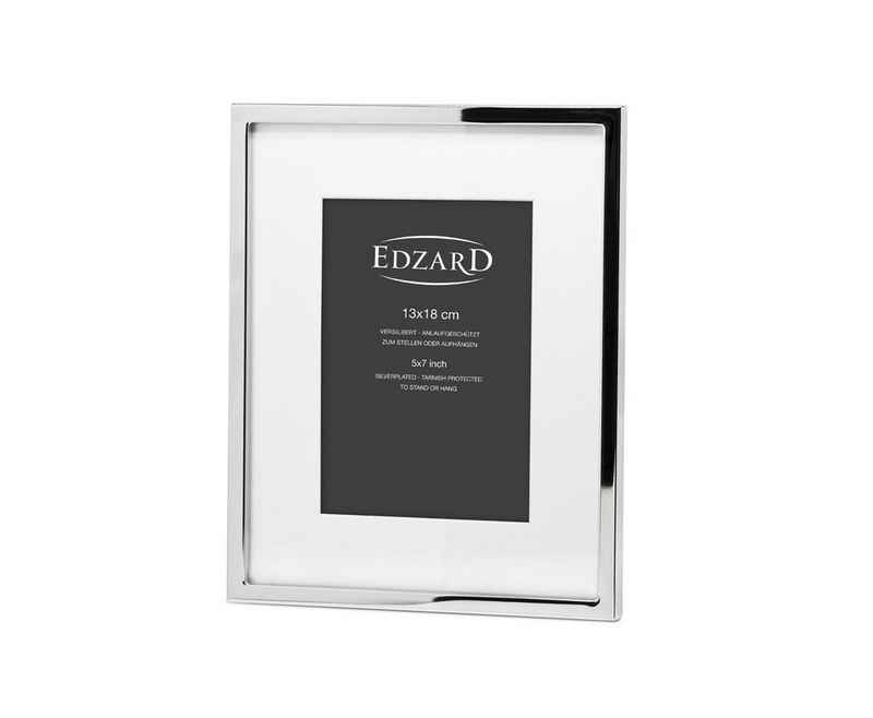 EDZARD Bilderrahmen »Rivoli«, versilbert und anlaufgeschützt, für 13x18 cm Foto - Fotorahmen, Rahmen für Foto zum Hinstellen und Aufhängen