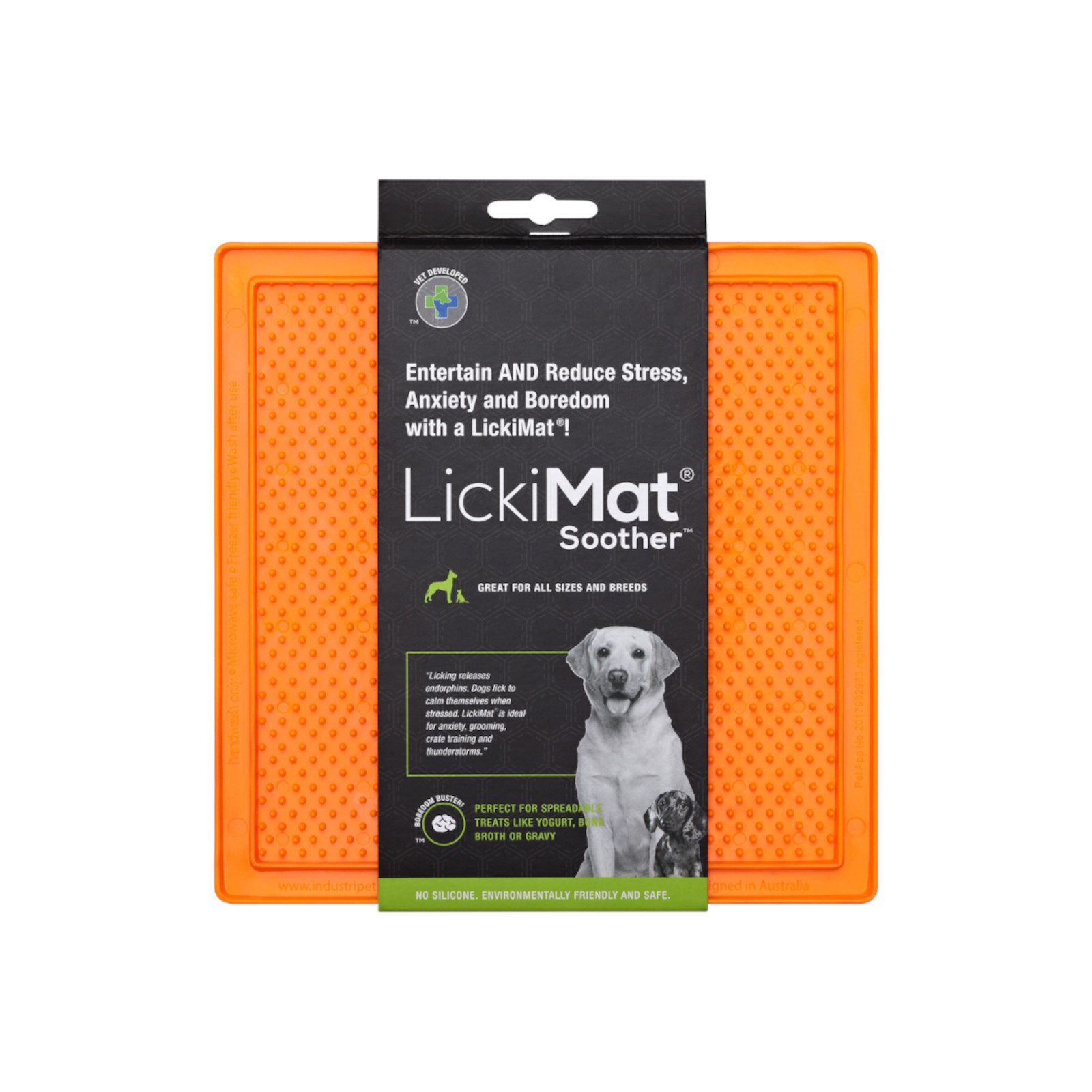 LickiMat Antischlingnapf Soother TRP Schleckmatte für Hunde - orange - 20 cm, Rubber