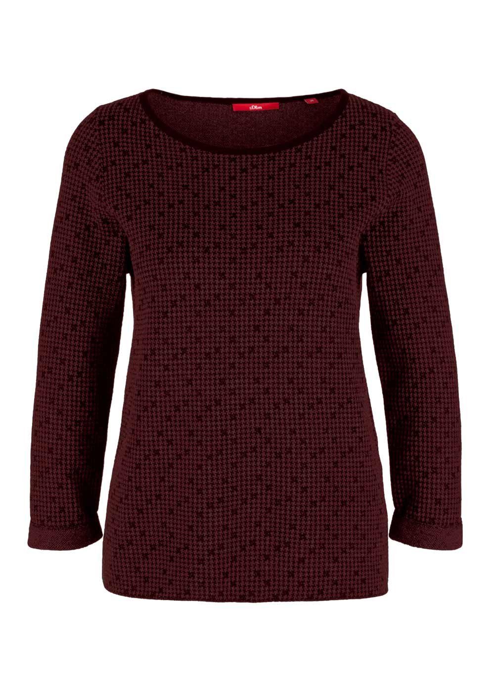 s.Oliver Troyer »S. OLIVER Damen Marken-Pullover, bordeaux-marine« online  kaufen | OTTO