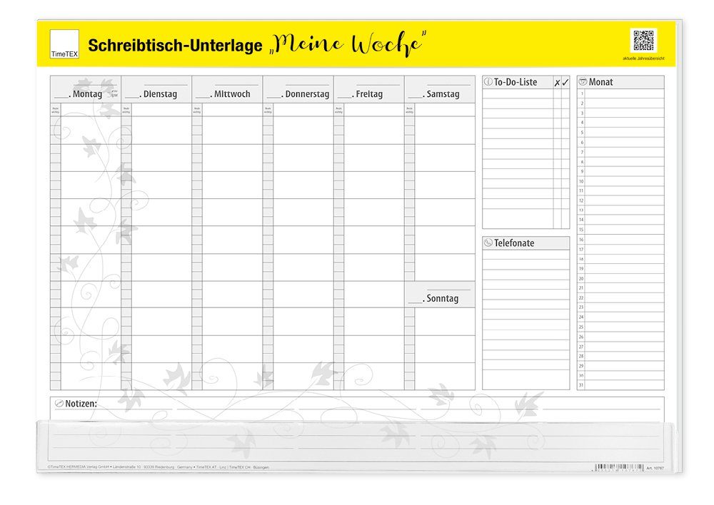 TimeTEX Schreibtischunterlage Schreibtisch-Unterlage "Meine Woche", (25 tlg)