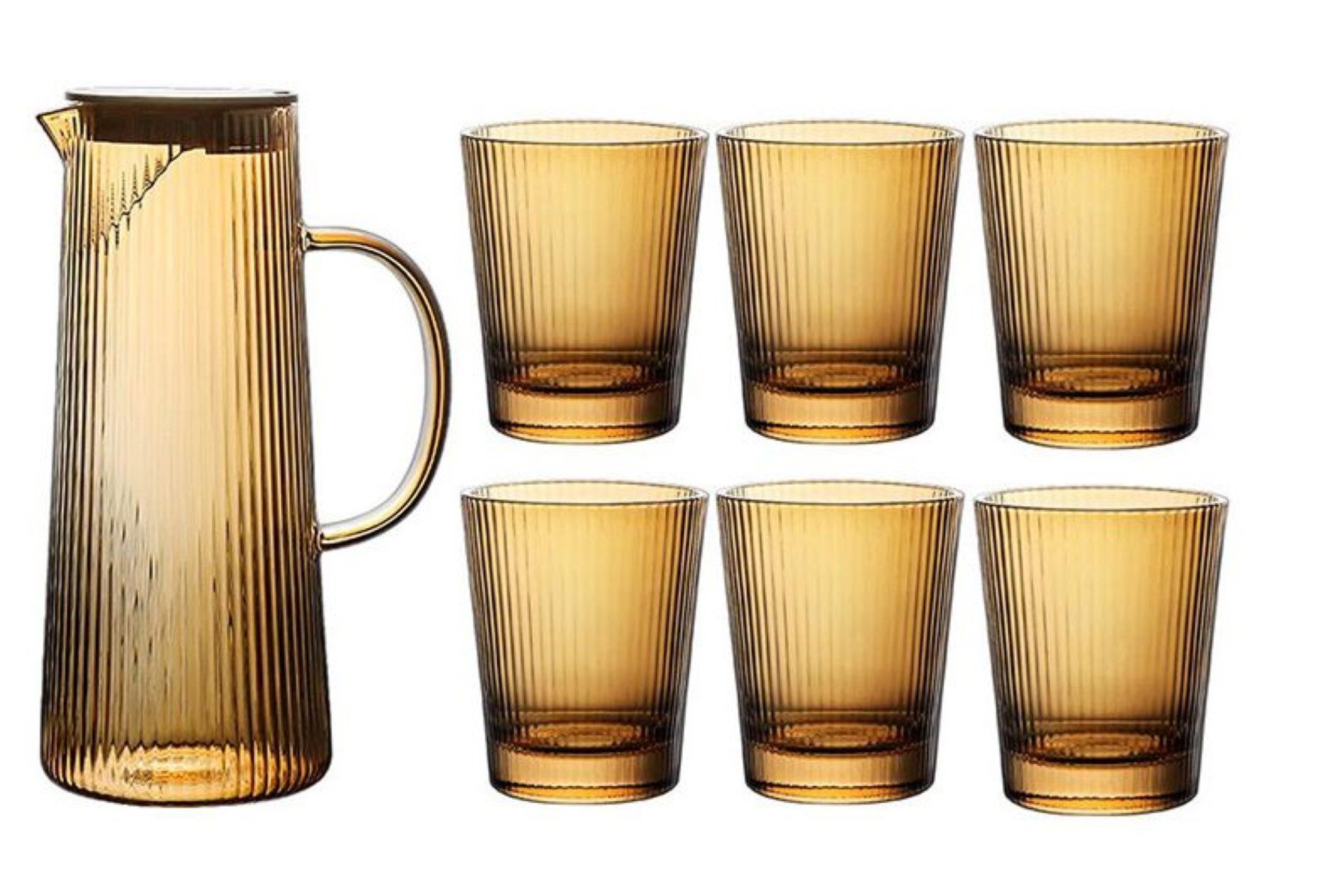 Gläser-Set Retro-Set Karaffe 1300ml mit 6 Gläser 260 ml - stilvoll & zeitlos