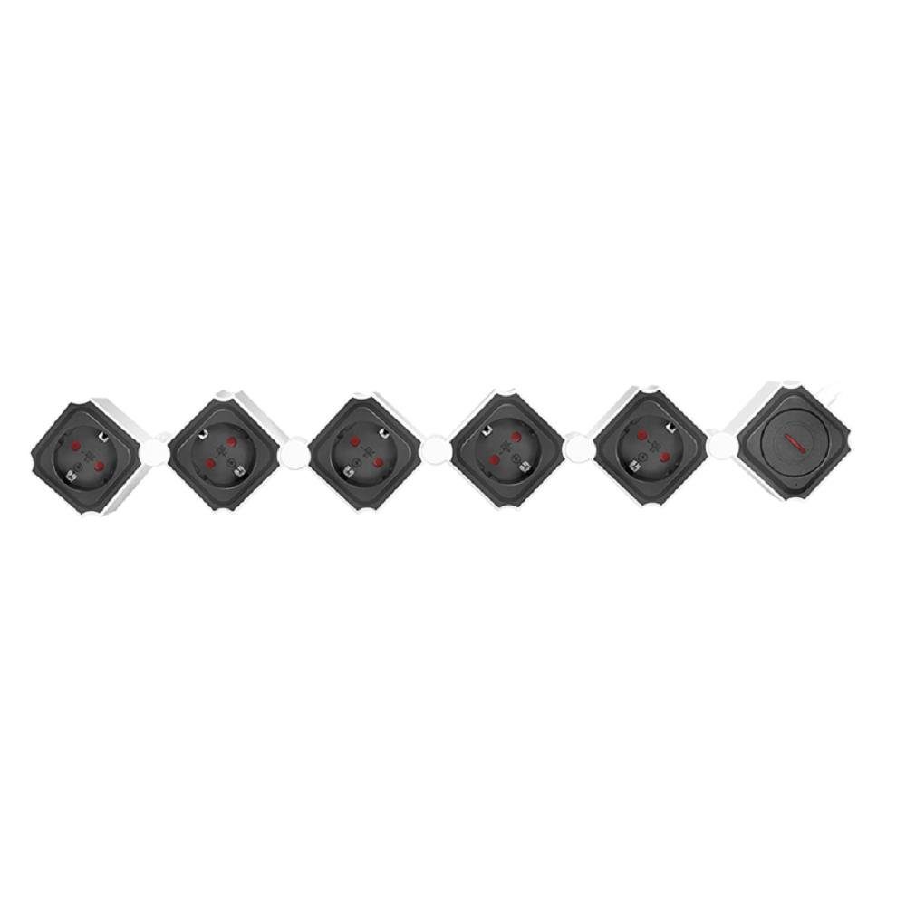 LogiLink 5-fach, 5x CEE 1.5 Weiß/Schwarz Schalterbeleuchtung, Ausschalter, 7/3 flexibel Steckdosenleiste m), 1,5 / Mehrfachstecker Kabellänge m (Ein- 5-fach