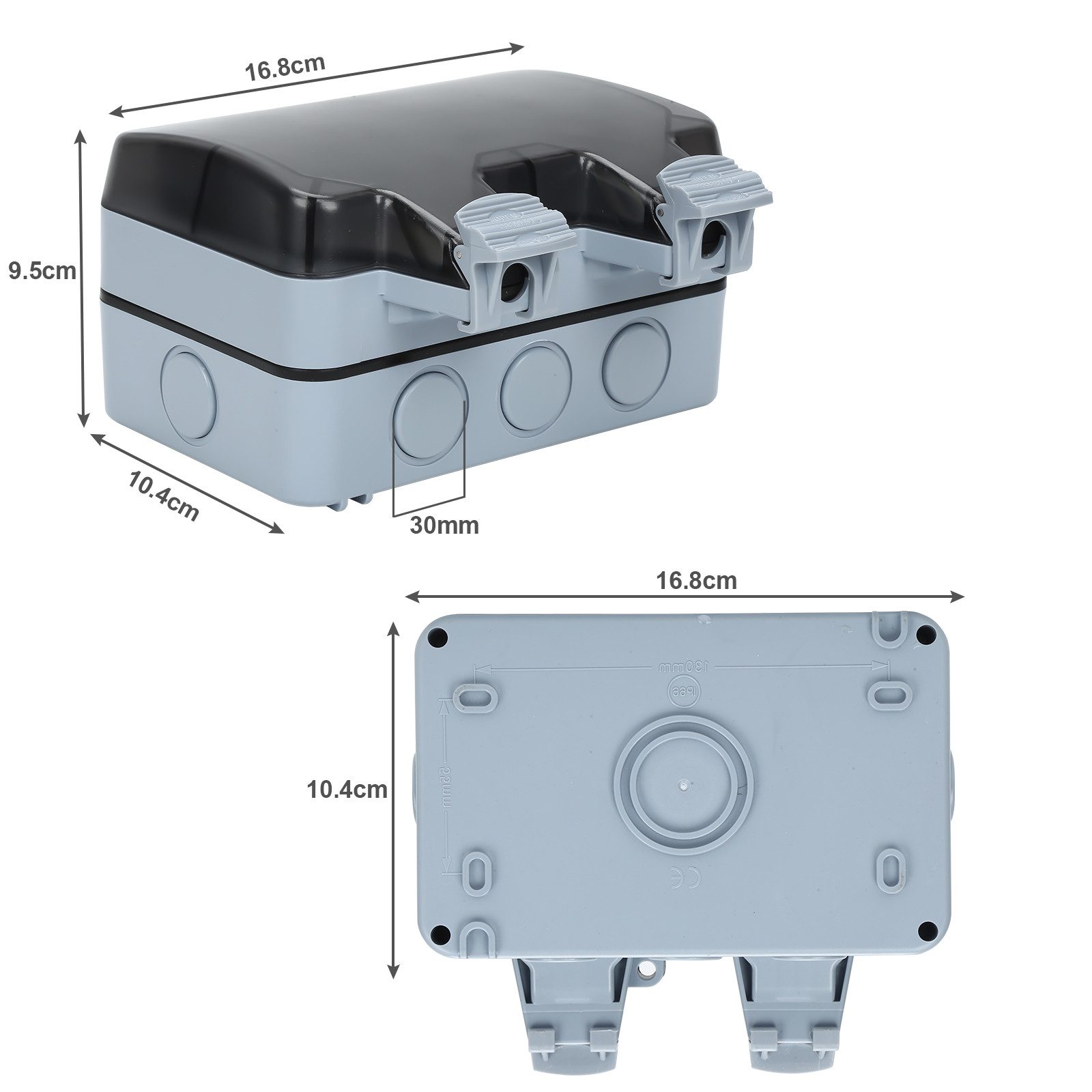 Clanmacy Gartensteckdose Außensteckdose Steckdose Garten IP66 Wasserdicht mit Schalter Aufputz, 1-St.