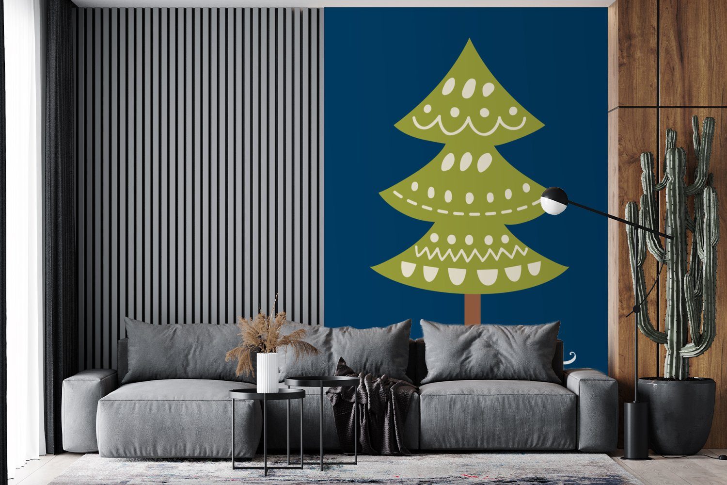 MuchoWow Fototapete Weihnachtsbaum - Weihnachten Matt, Montagefertig Zitate Wandtapete - (3 Wohnzimmer, für bedruckt, St), Vinyl Frohe - - Tannenbaum, Weihnachten Tapete