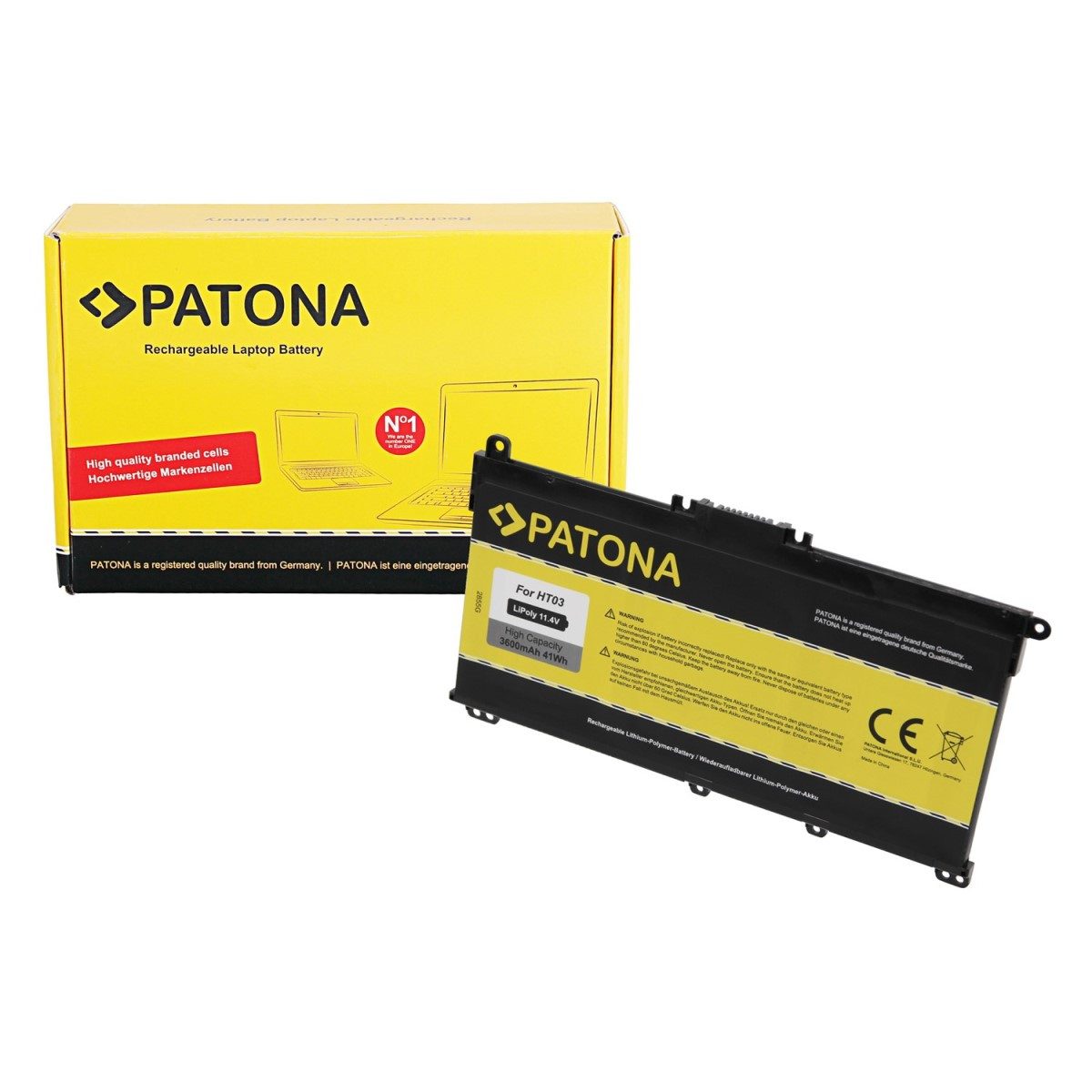 Patona Akku für HP HT03 Pavilion 14 / 15 / 17 HSTNN-IB8O Laptop-Akku Ersatzakku 3600 mAh (11,4 V, 1 St), HT03XL 240 245 250 255