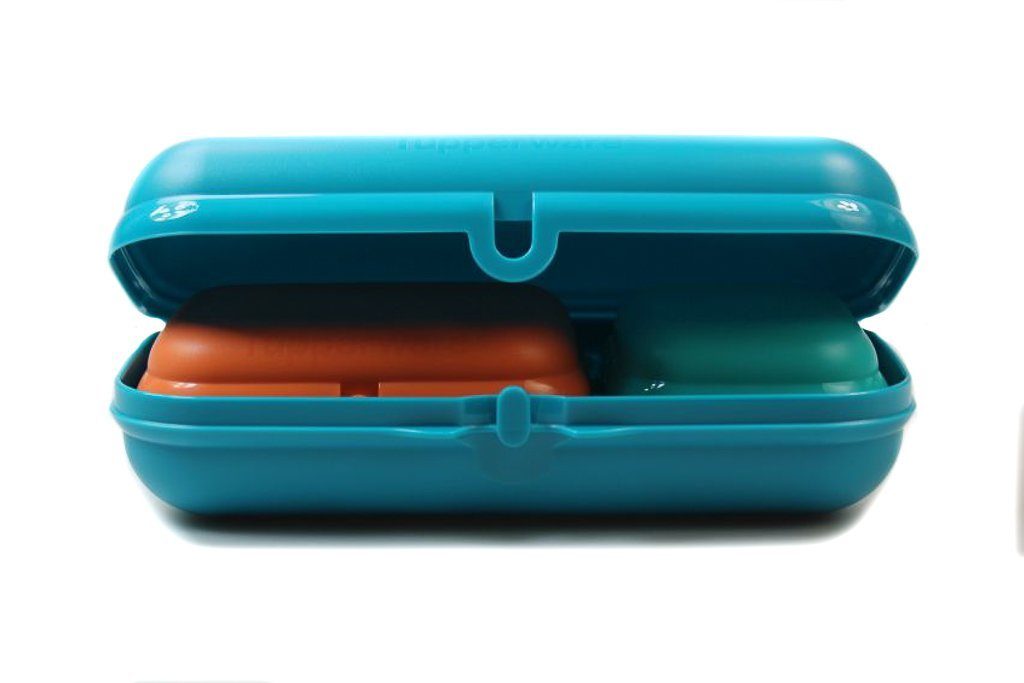 TUPPERWARE Lunchbox Maxi-Twin türkisgrün + orange + türkis + SPÜLTUCH