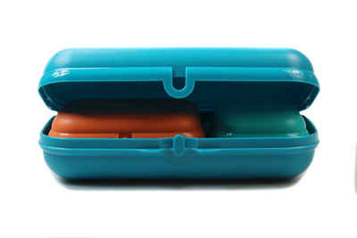 TUPPERWARE Lunchbox Maxi-Twin türkisgrün + orange + türkis + SPÜLTUCH