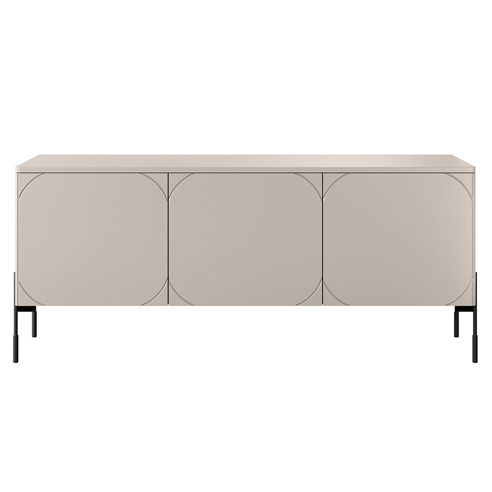 Lomadox Lowboard SPLIT-141, kaschmir beige matt 154 cm Metallfüße Softclose grifflos Push-to-open