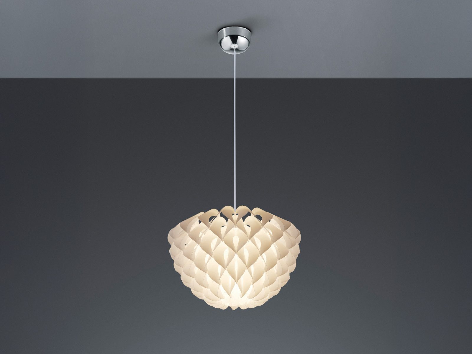 Reality Leuchten LED Pendelleuchte, Dimmfunktion, LED wechselbar, Warmweiß, ausgefallene Skandi Lampe für Esstisch einflammig, Lampenschirm Ø 40cm