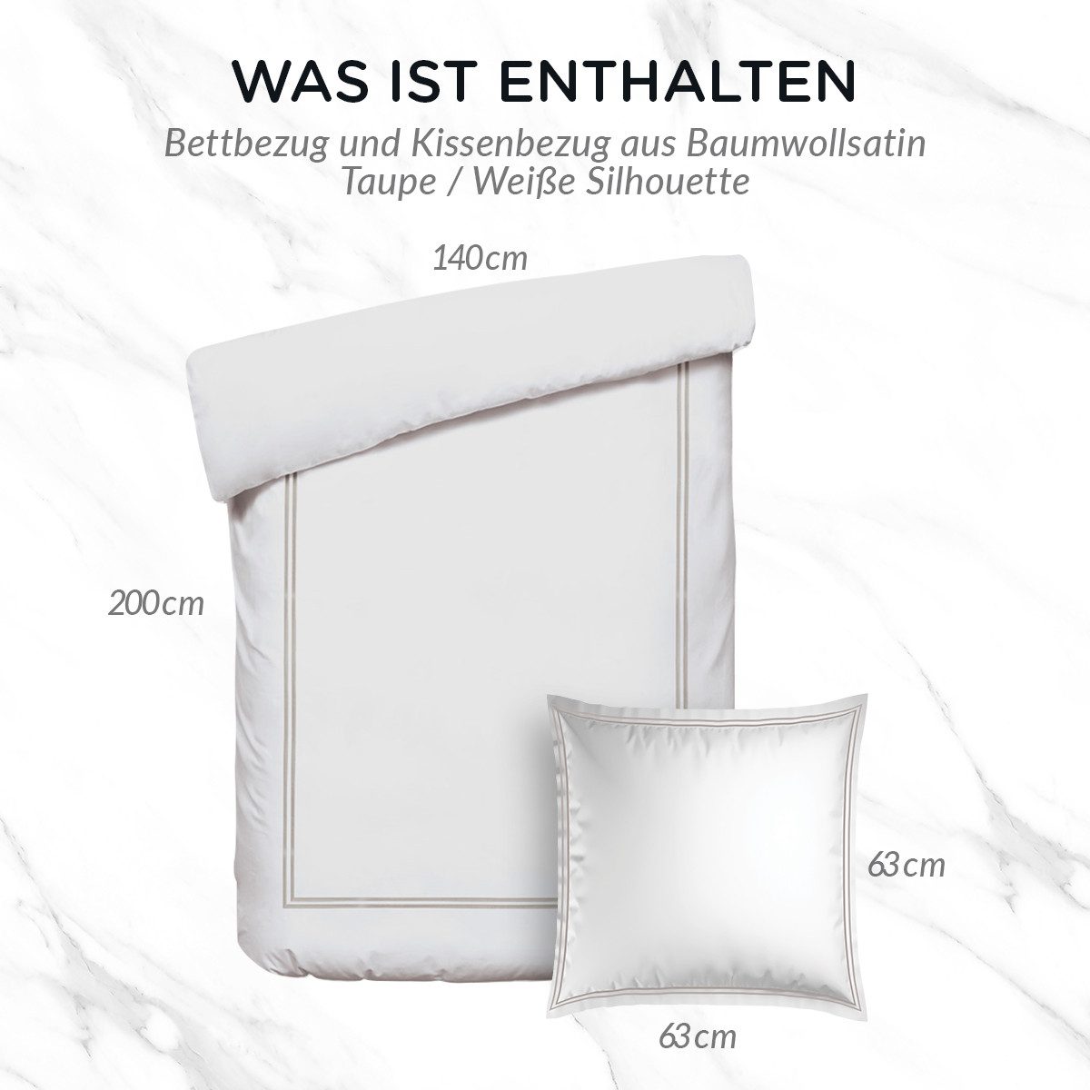 Pure cottom Bettwäsche Baumwoll-Satin Bettwäsche taupe/weiß, Baumwoll-Satin, verschiedene Größen