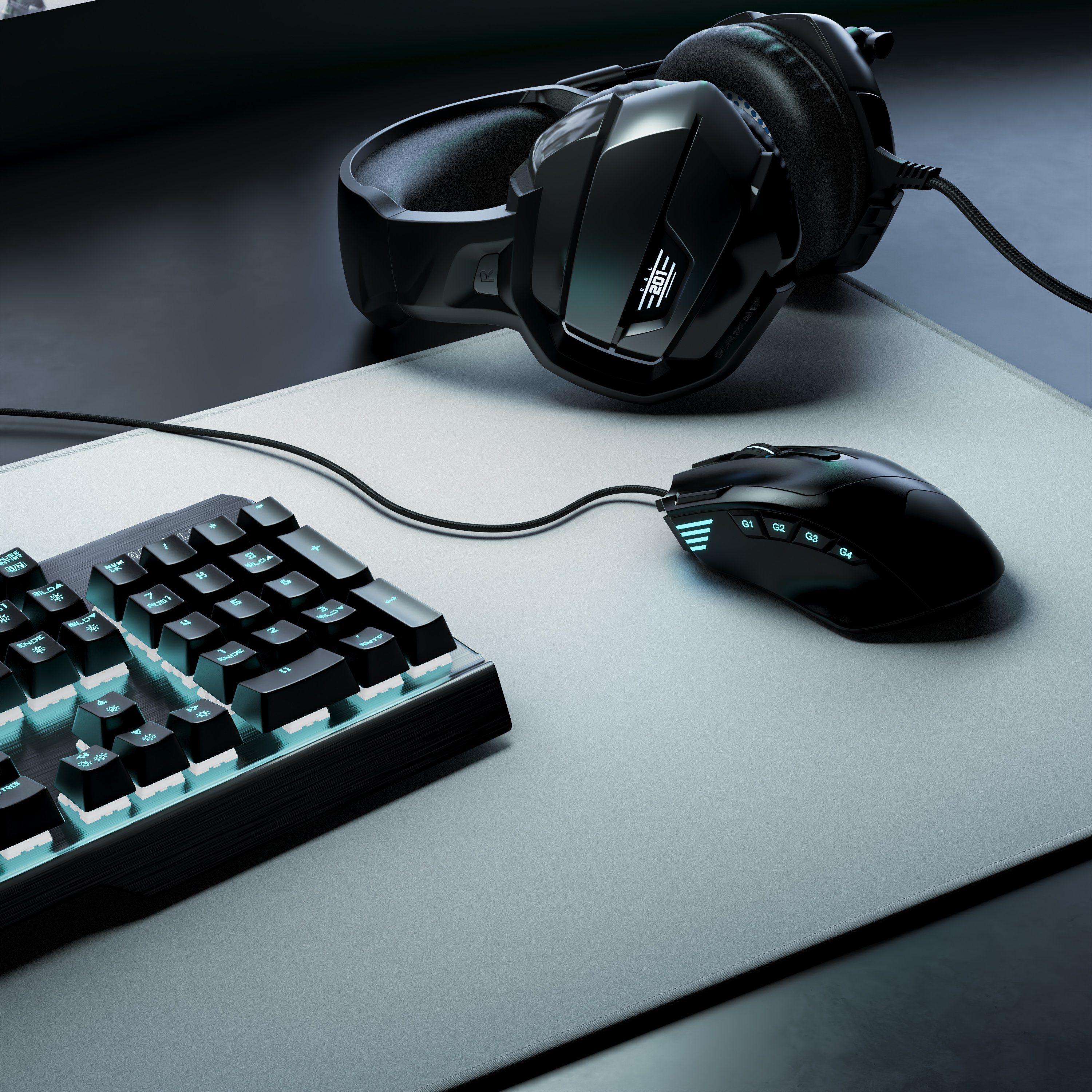 Titanwolf Gaming Mauspad XXL Speed Mousepad 900 x 400 x 3 mm, große Tischunterlage (1-St), rutschfest, abwaschbar, Geschwindigkeit & Präzision, weiß, Gaming – Bild 4 von 5