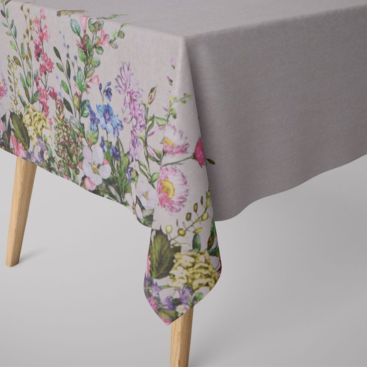SCHÖNER LEBEN. Tischdecke SCHÖNER LEBEN. Tischdecke Blumenwiese mit Schmetterlingen beige, handmade | Tischdecken