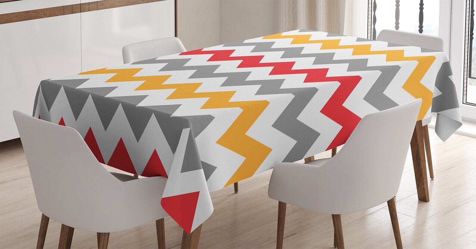 Abakuhaus Tischdecke Farbfest Waschbar Für den Außen Bereich geeignet Klare Farben, Bunt Abstrakte Retro Chevron