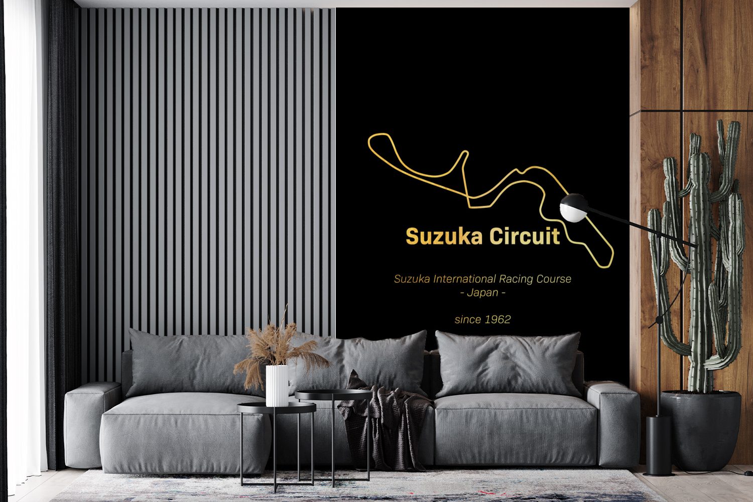 Suzuka, Tapete bedruckt, für 1 Wohnzimmer, - (3 St), MuchoWow Formel - Rennstrecke Fototapete Wandtapete Matt, Montagefertig Vinyl